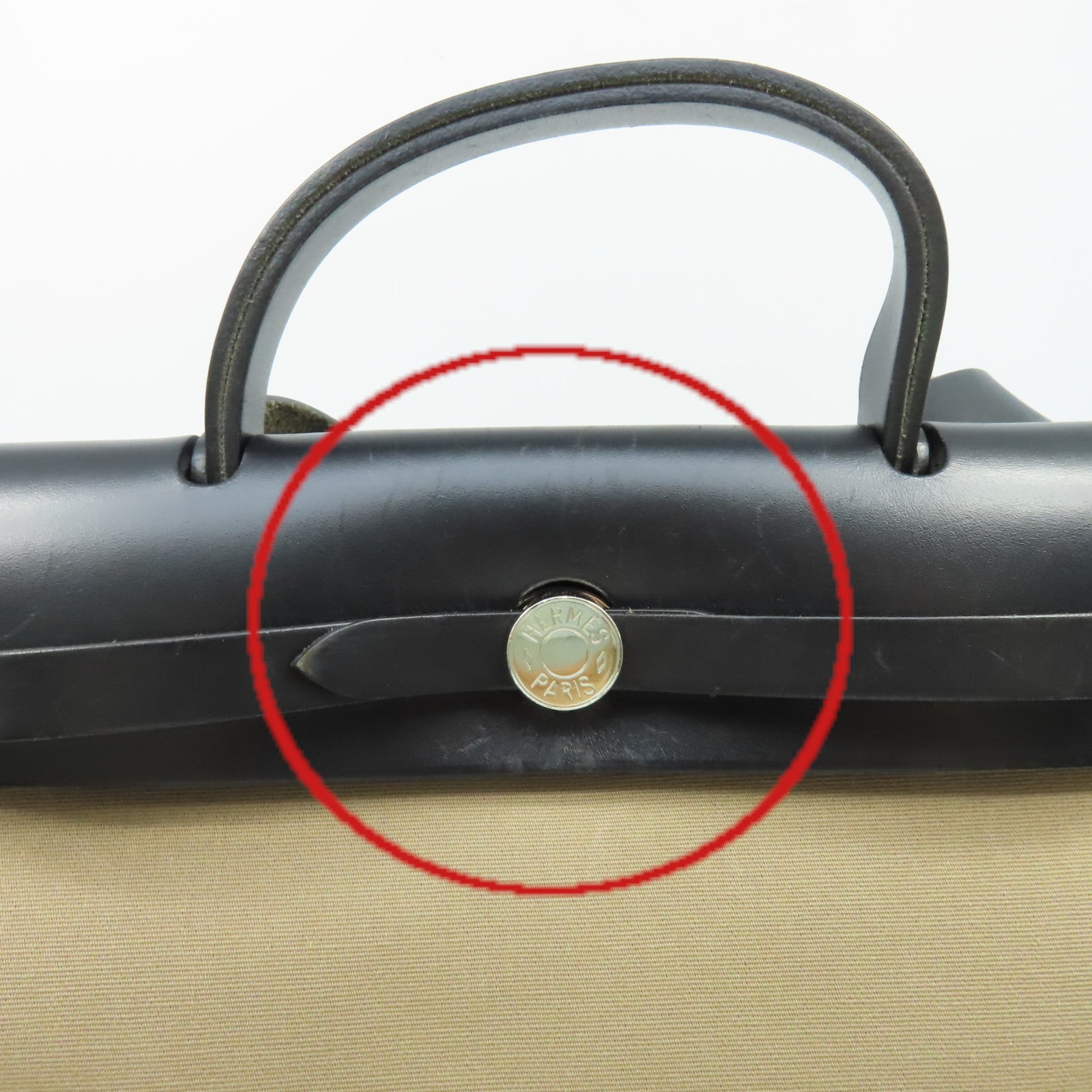 HERMES 帆布Herbag PM 2Way Shoulder Bag銀扣手挽肩背兩用袋Etoupe大象灰