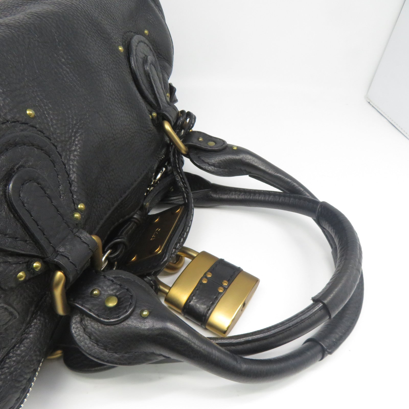 Chloe 【激減優惠】牛皮皮革Shoulder Bag金扣/銀扣肩背袋黑色