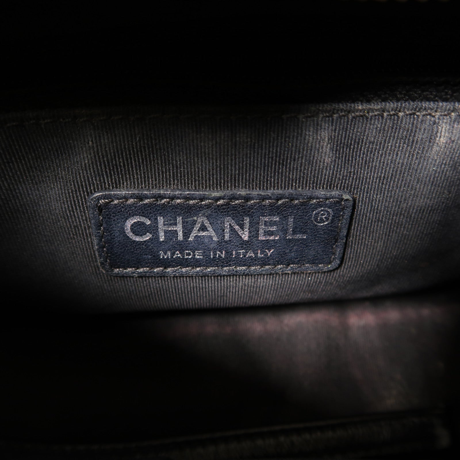 CHANEL 【激減優惠】牛皮皮革/帆布Gabrielle鏈帶肩背袋深藍色/黑色