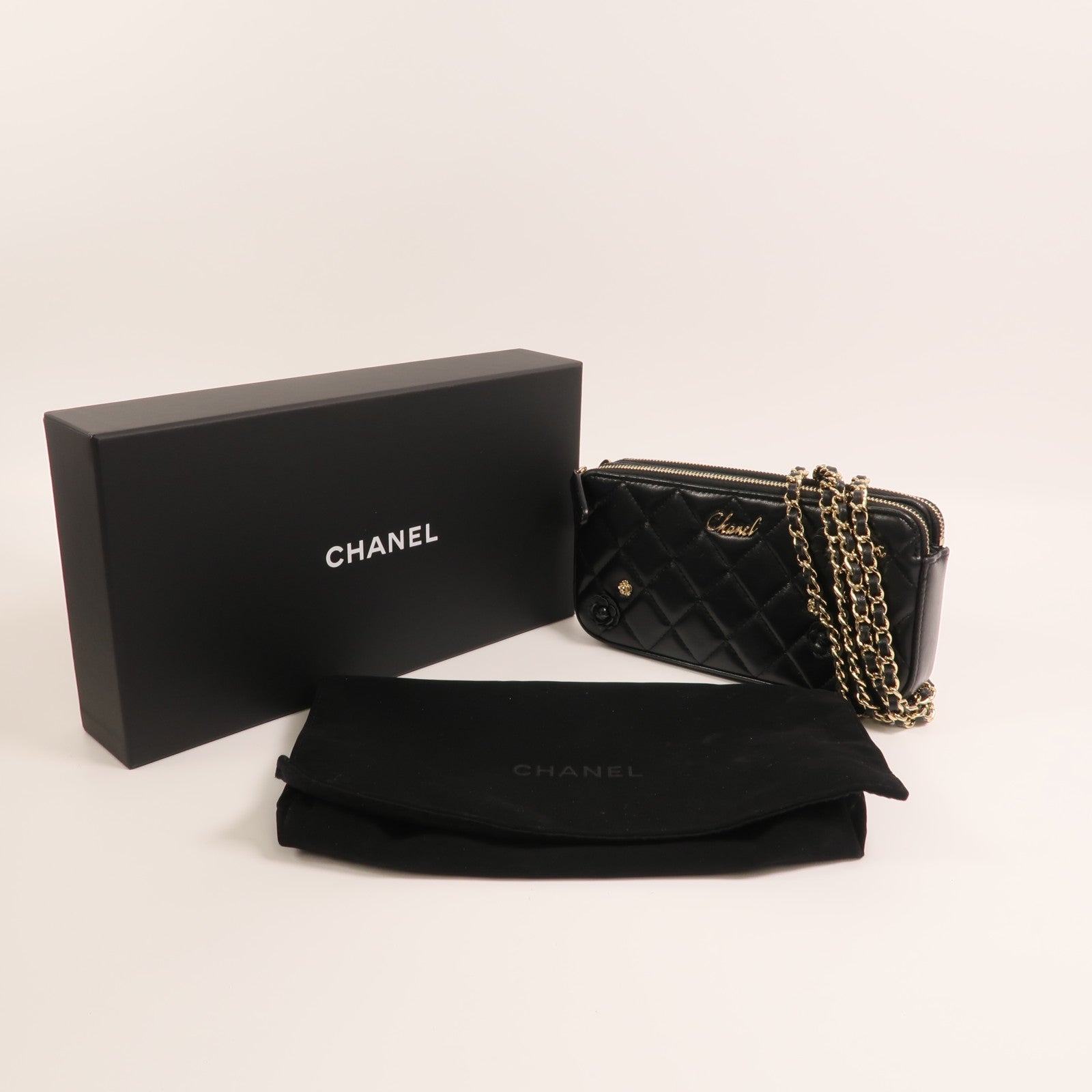 CHANEL 羊皮皮革CC Mark Matelasse Bag金扣鏈帶肩背袋
