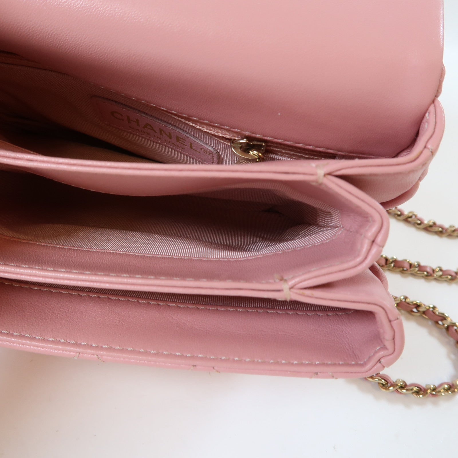 CHANEL 菱格羊皮皮革Mini Flap Bag金扣手挽肩背兩用袋粉紅色