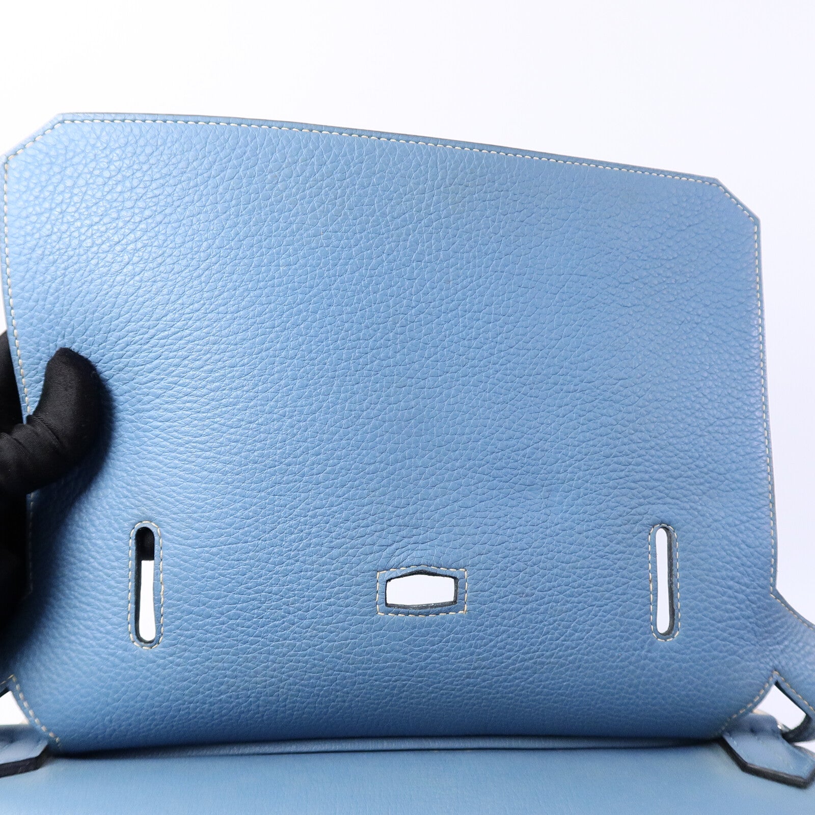 HERMES Clemence皮革Jypsiere 34肩背袋Bleu Jean