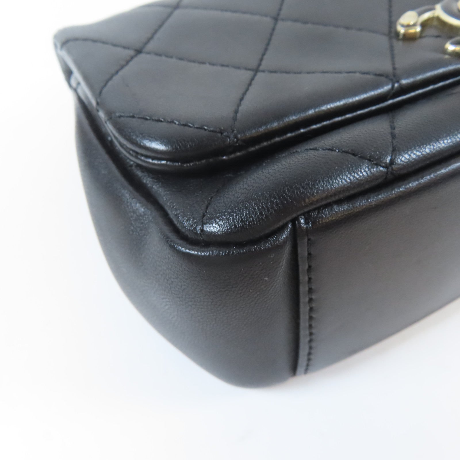 CHANEL 菱格羊皮皮革Flap Bag金扣鏈帶肩背袋黑色