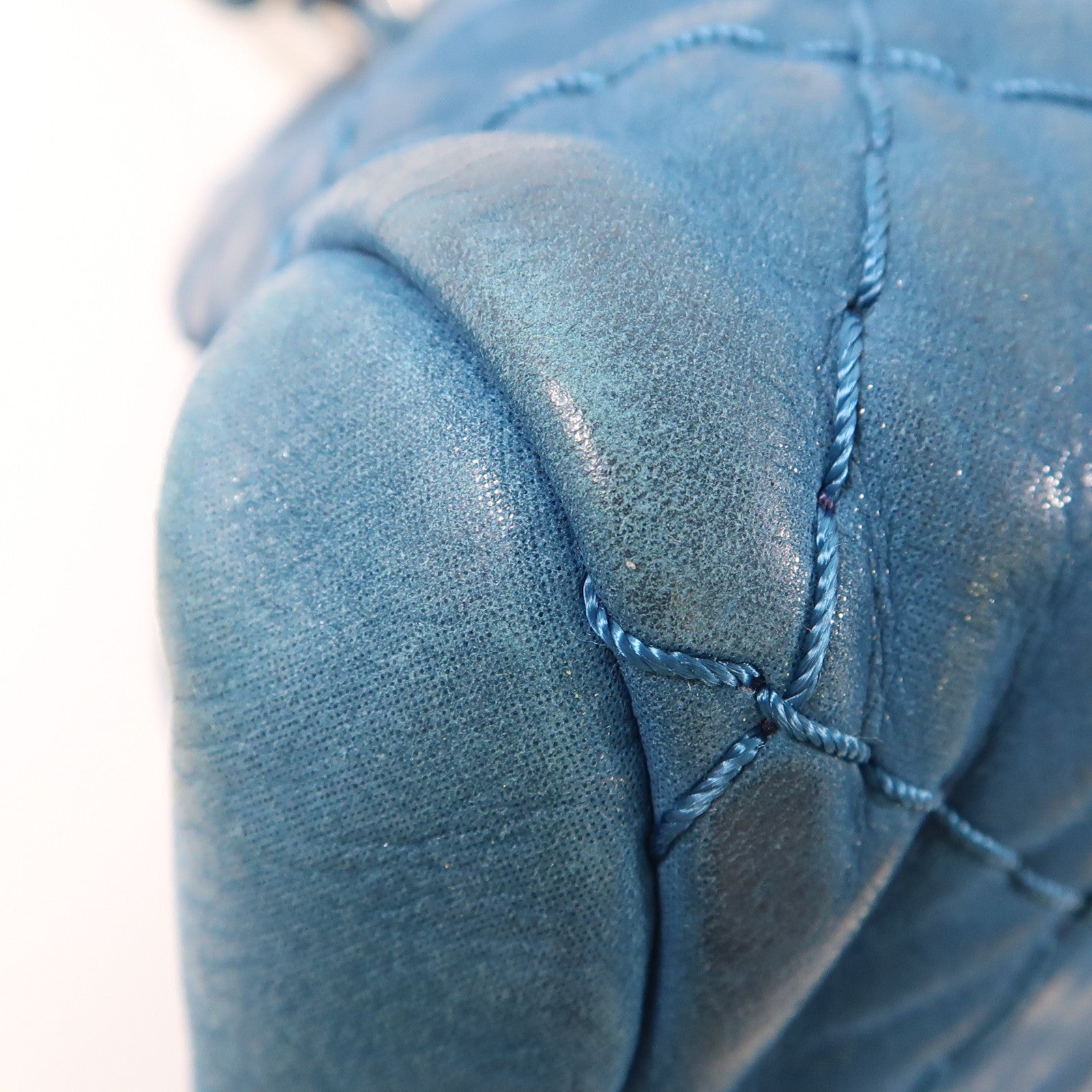 CHANEL CC SHW Chain Shoulder Bag Calfskin Leather Blue