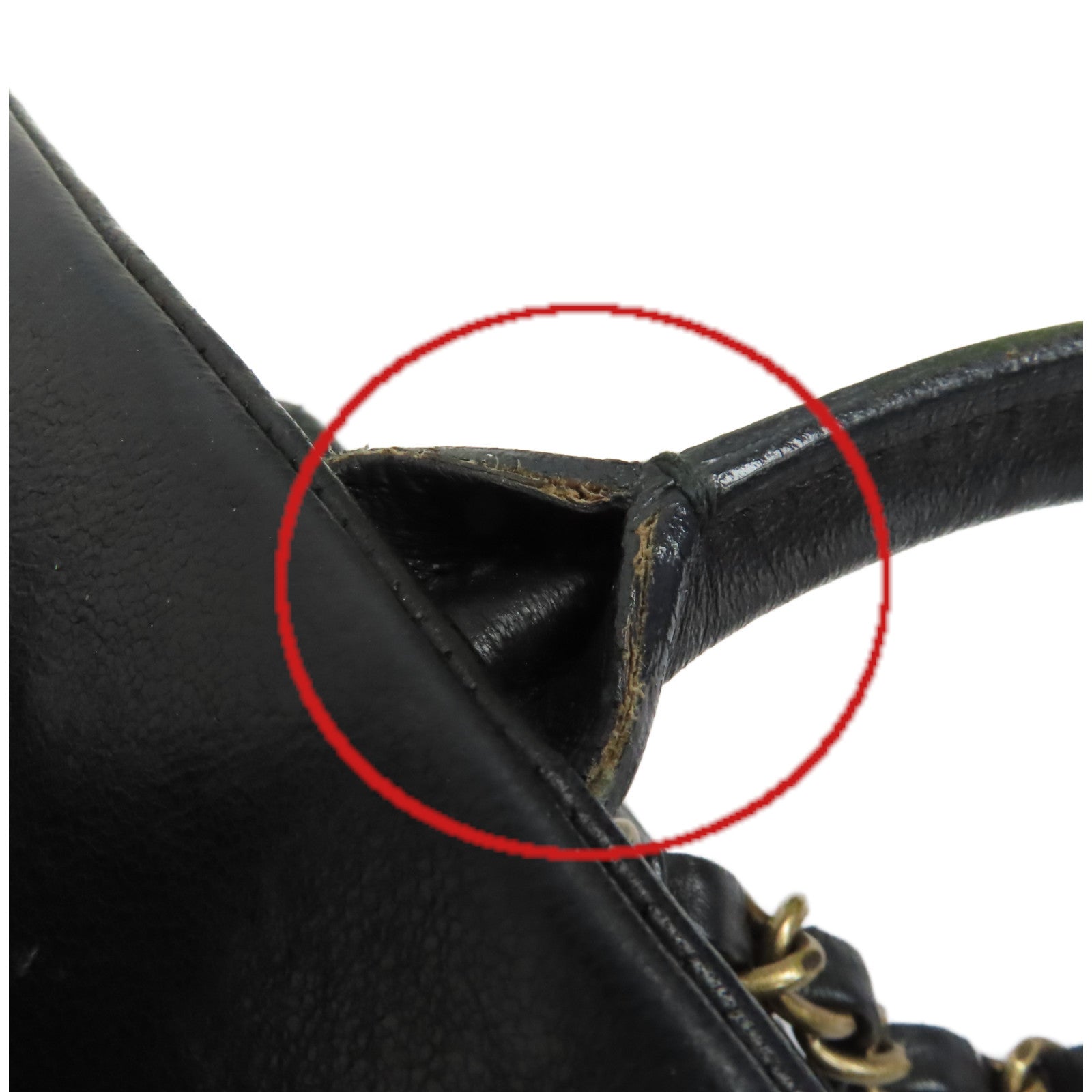 CHANEL 【激減優惠】菱格牛皮皮革/魔鬼魚皮革Chain 2Way Shoulder Bag金扣鏈帶手挽肩背兩用袋黑色