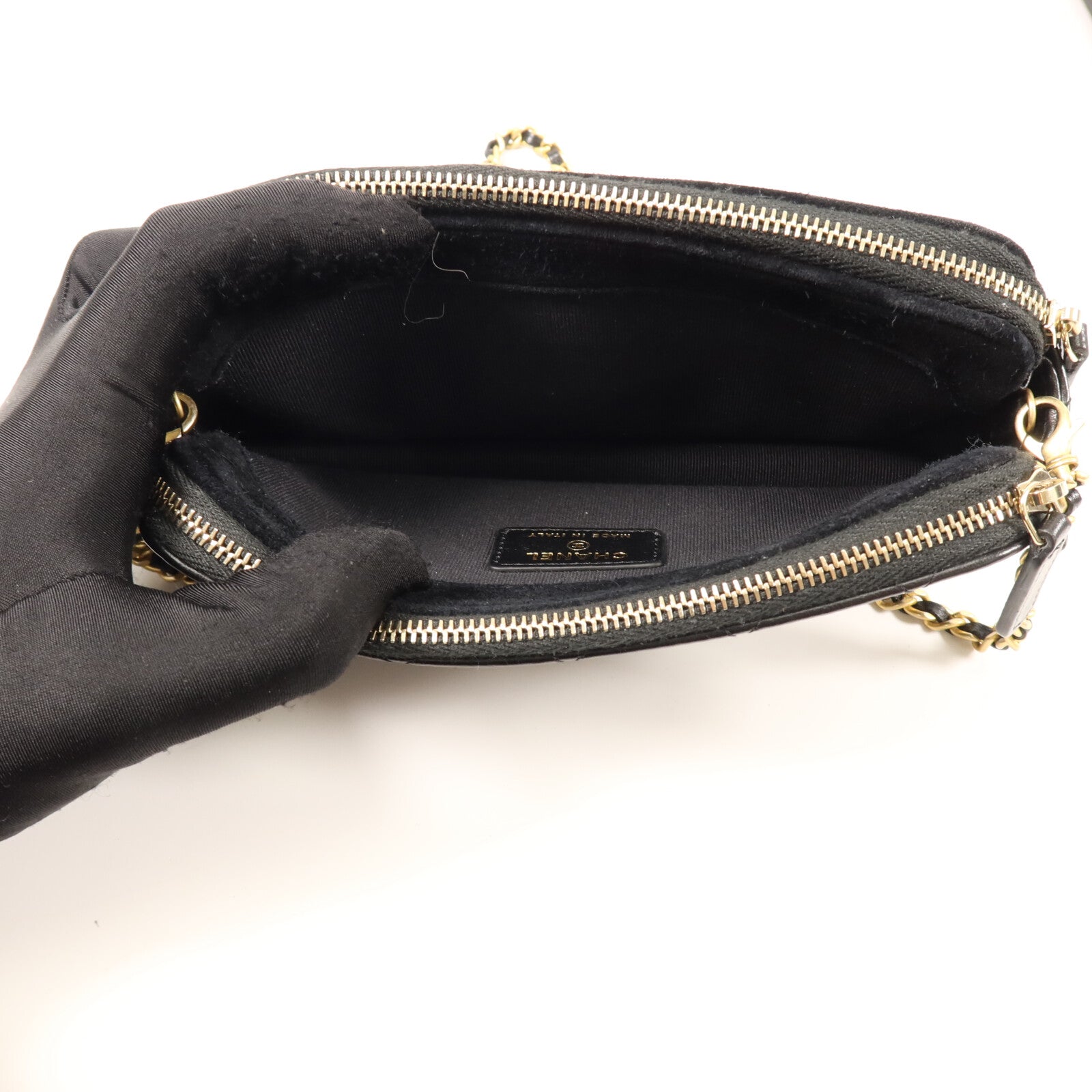 CHANEL 羊皮/麂皮皮革Phone Bag鏈帶肩背袋