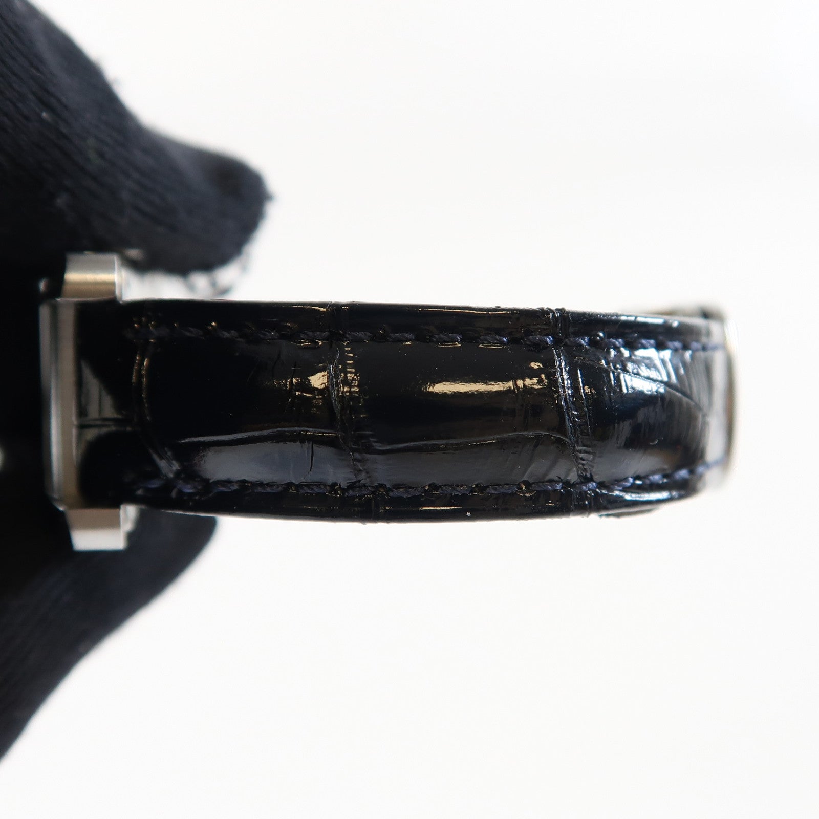 CARTIER Tank American不鏽鋼/鱷魚皮革帶手錶石英機芯銀色