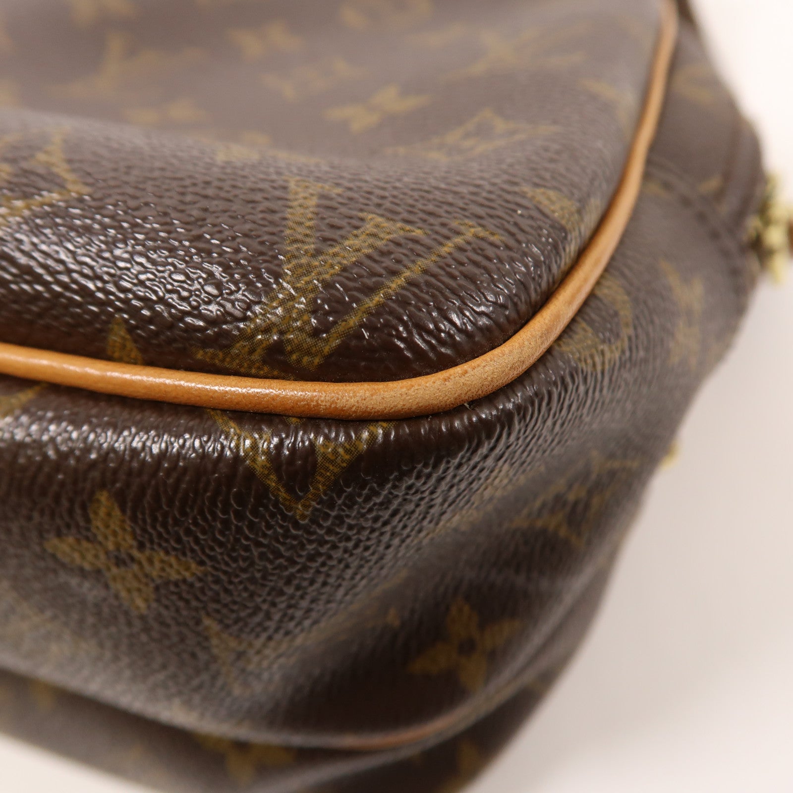 LOUIS VUITTON Monogram Reporter PM金扣肩背袋棕色