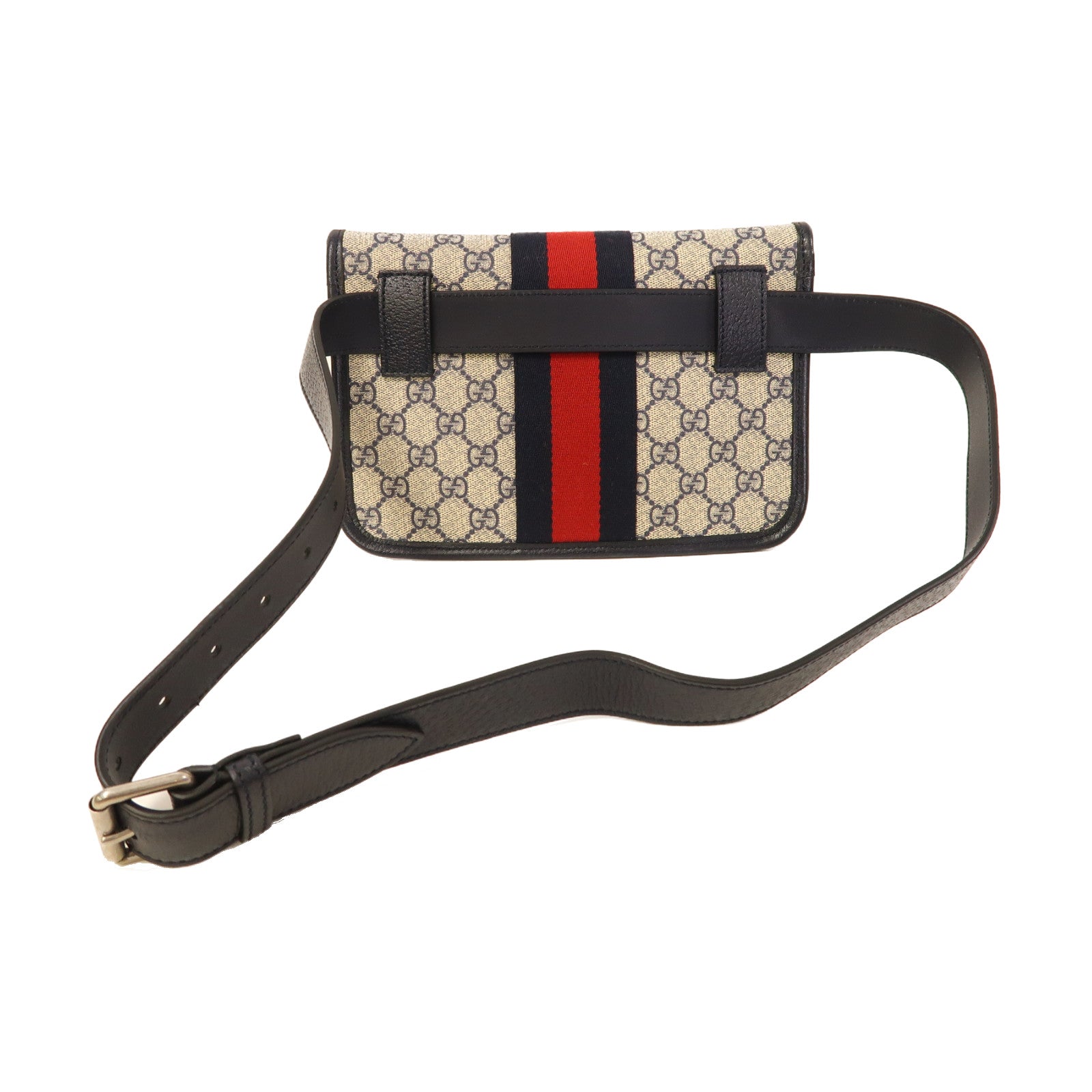GUCCI 【激減優惠】塗層帆布Ophidia GG銀扣腰包黑色