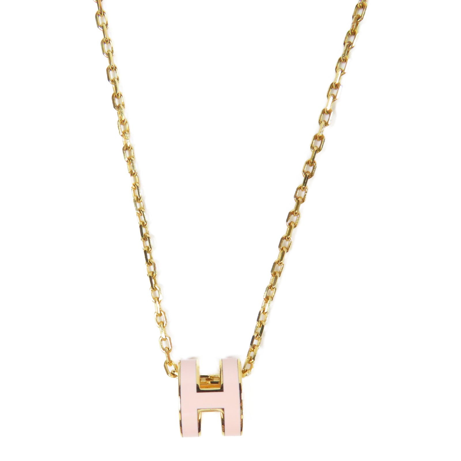 HERMES 金屬Pop H Necklace項鍊粉紅色/金色