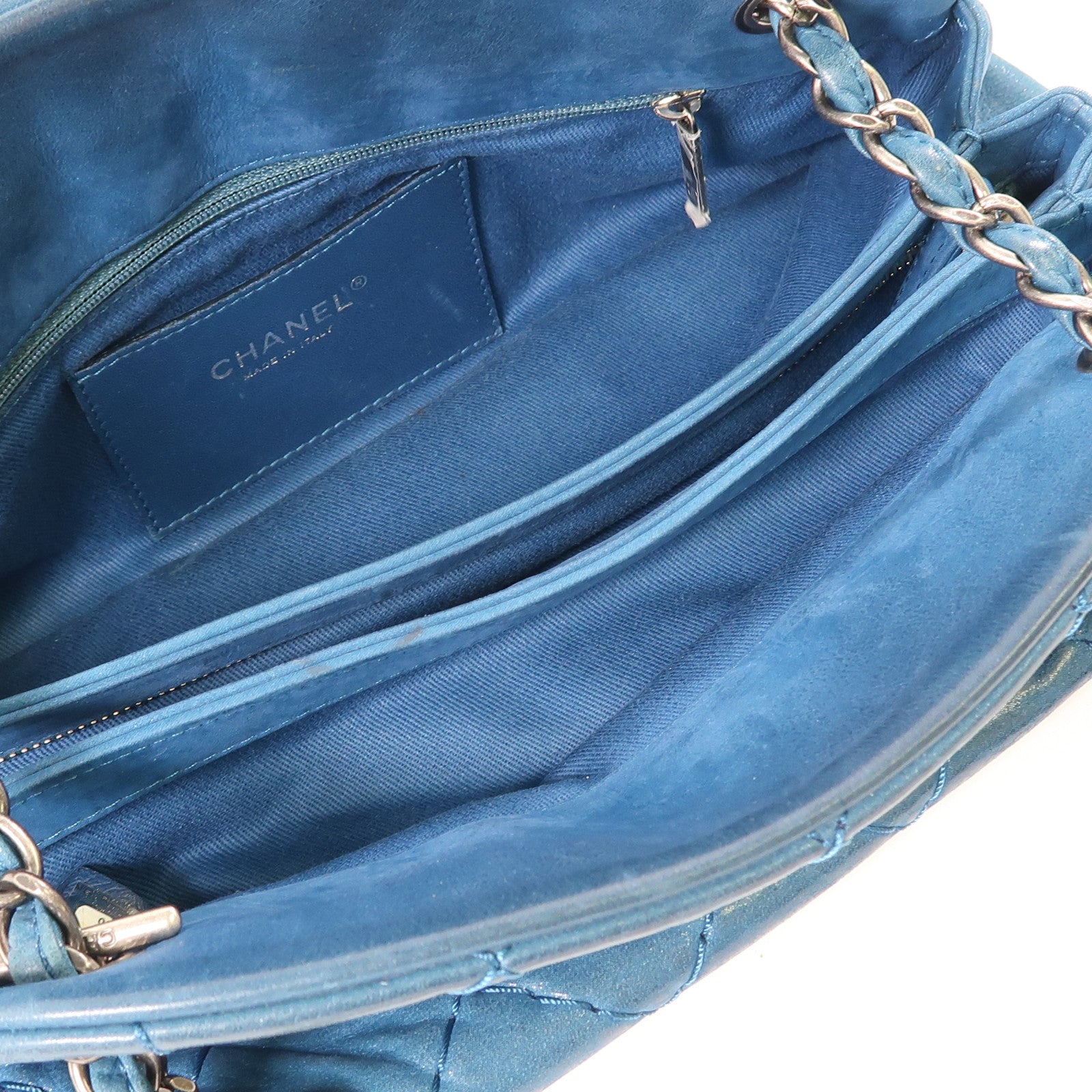 CHANEL CC SHW Chain Shoulder Bag Calfskin Leather Blue