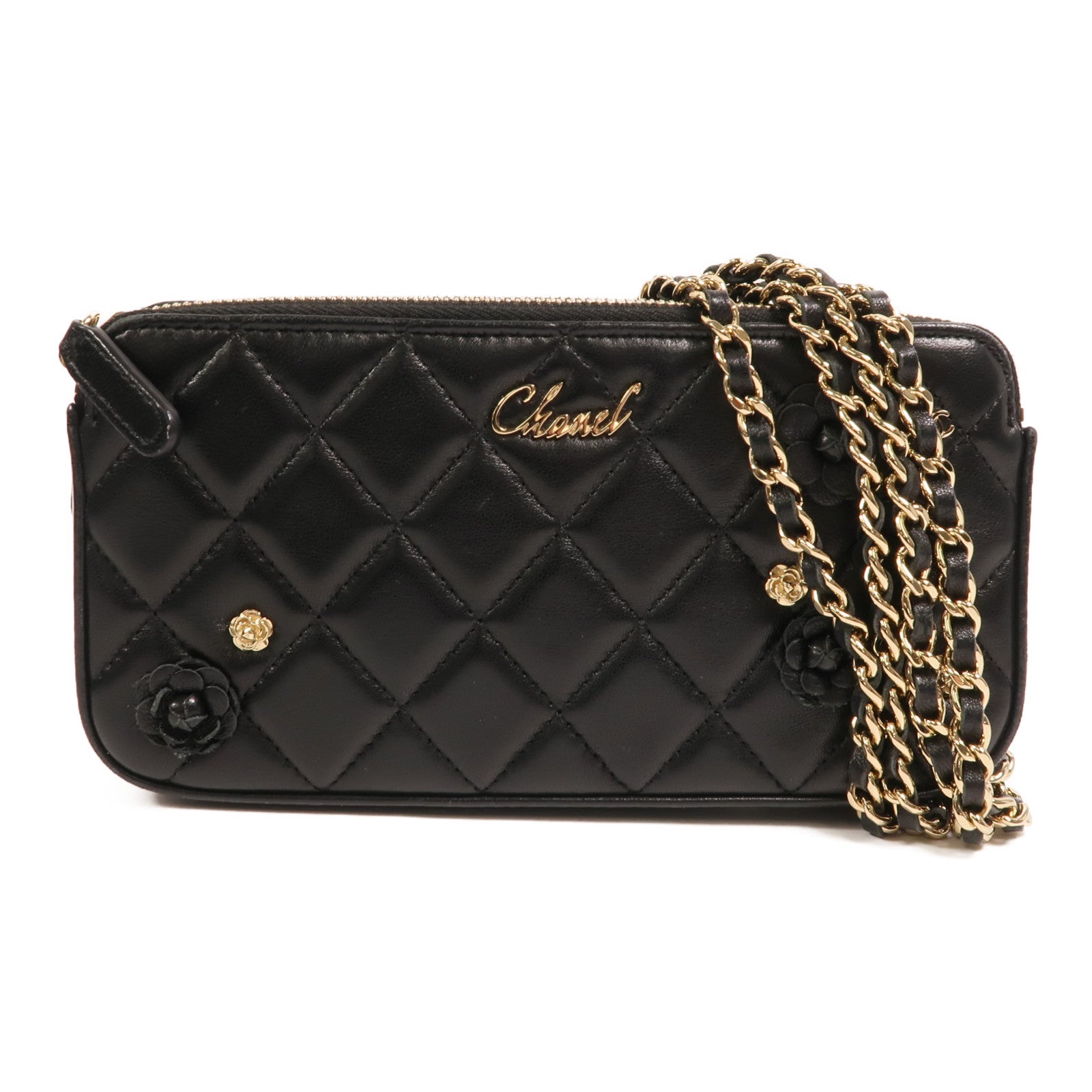 CHANEL 羊皮皮革CC Mark Matelasse Bag金扣鏈帶肩背袋
