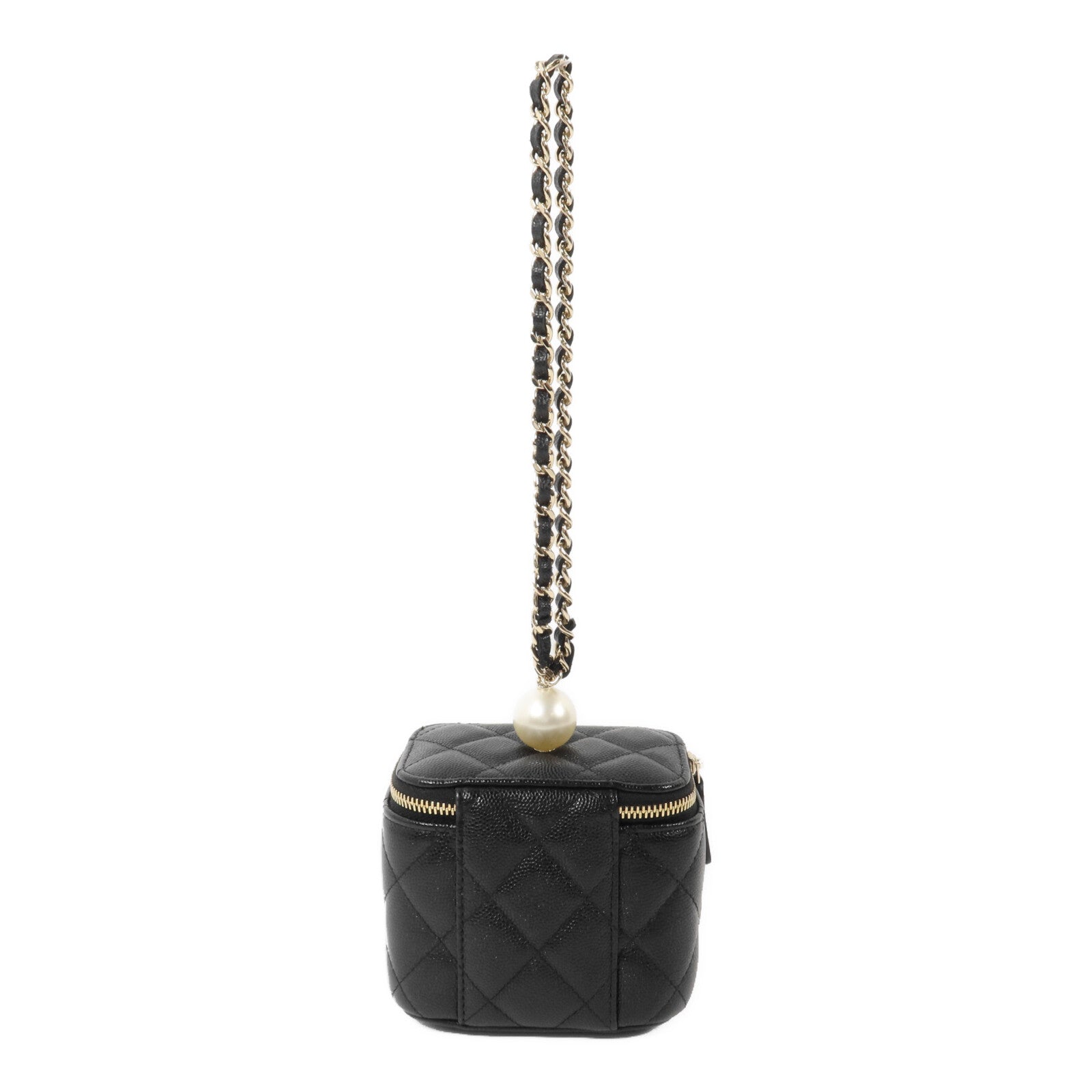 CHANEL 牛皮皮革Vanity Case鏈帶手拿包