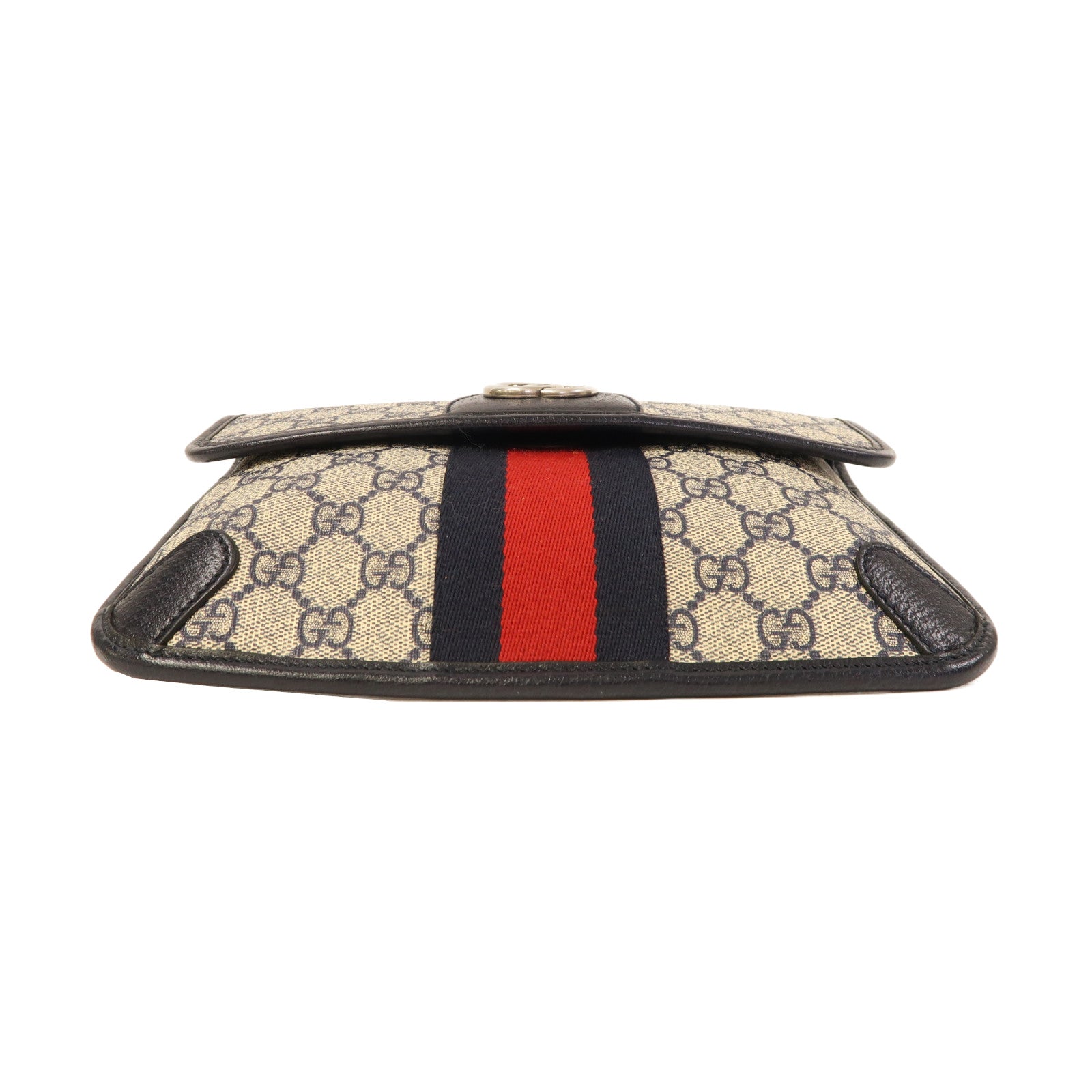 GUCCI 【激減優惠】塗層帆布Ophidia GG銀扣腰包黑色