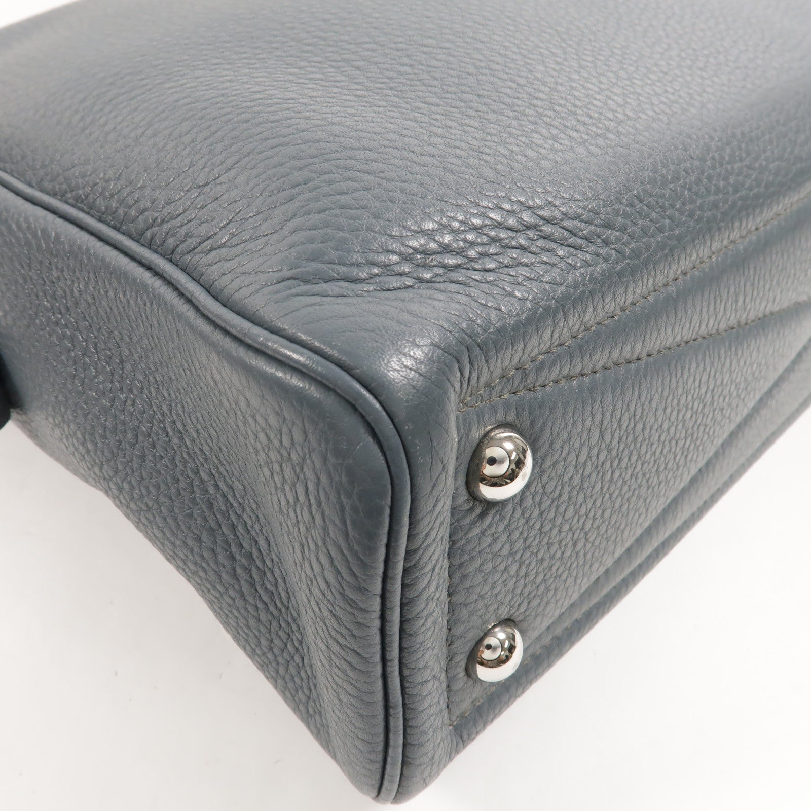 HERMES Clemence皮革Victoria II 12H手挽袋Bleu Orage