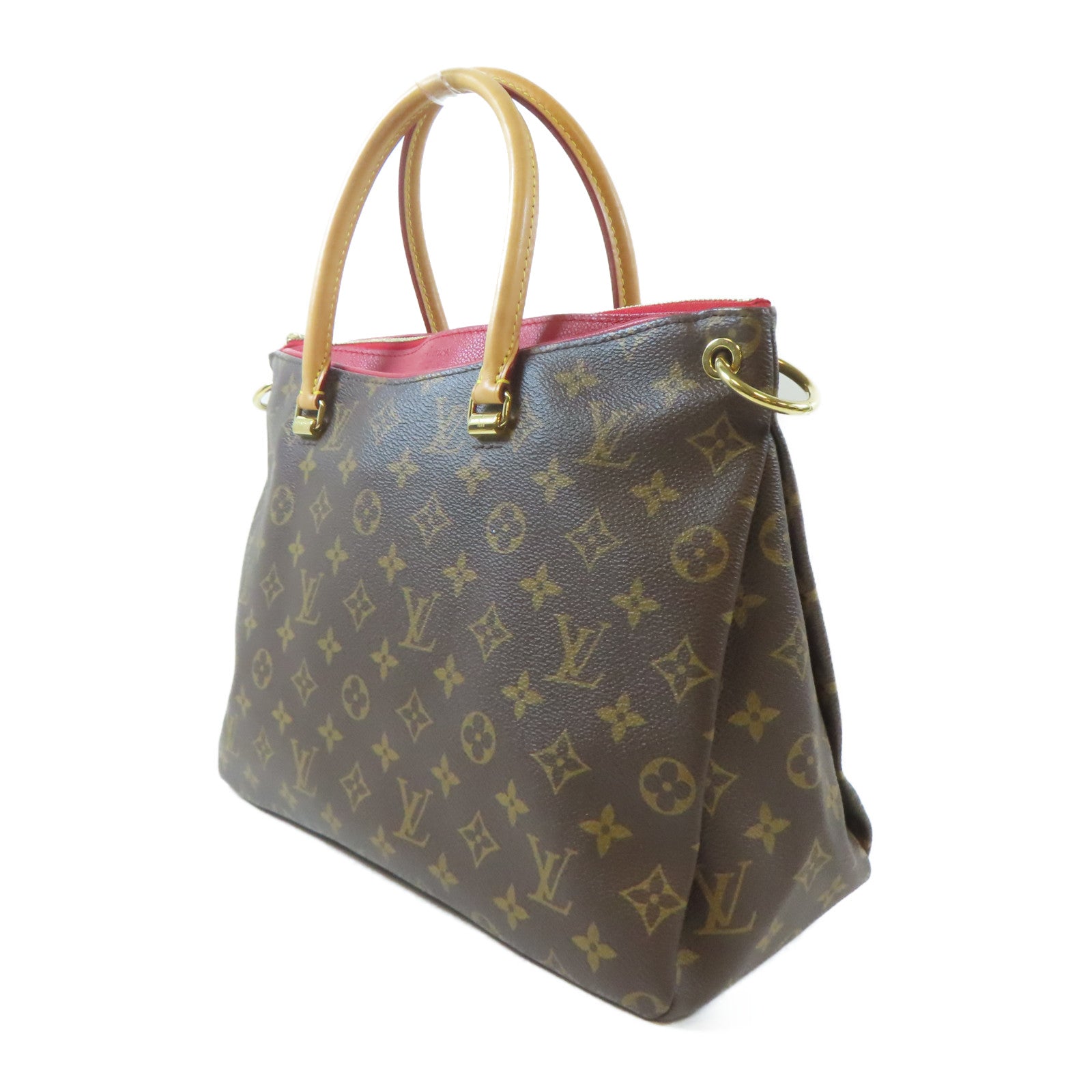 LOUIS VUITTON Monogram Pallas MM金扣手挽肩背兩用袋啡色/紅色