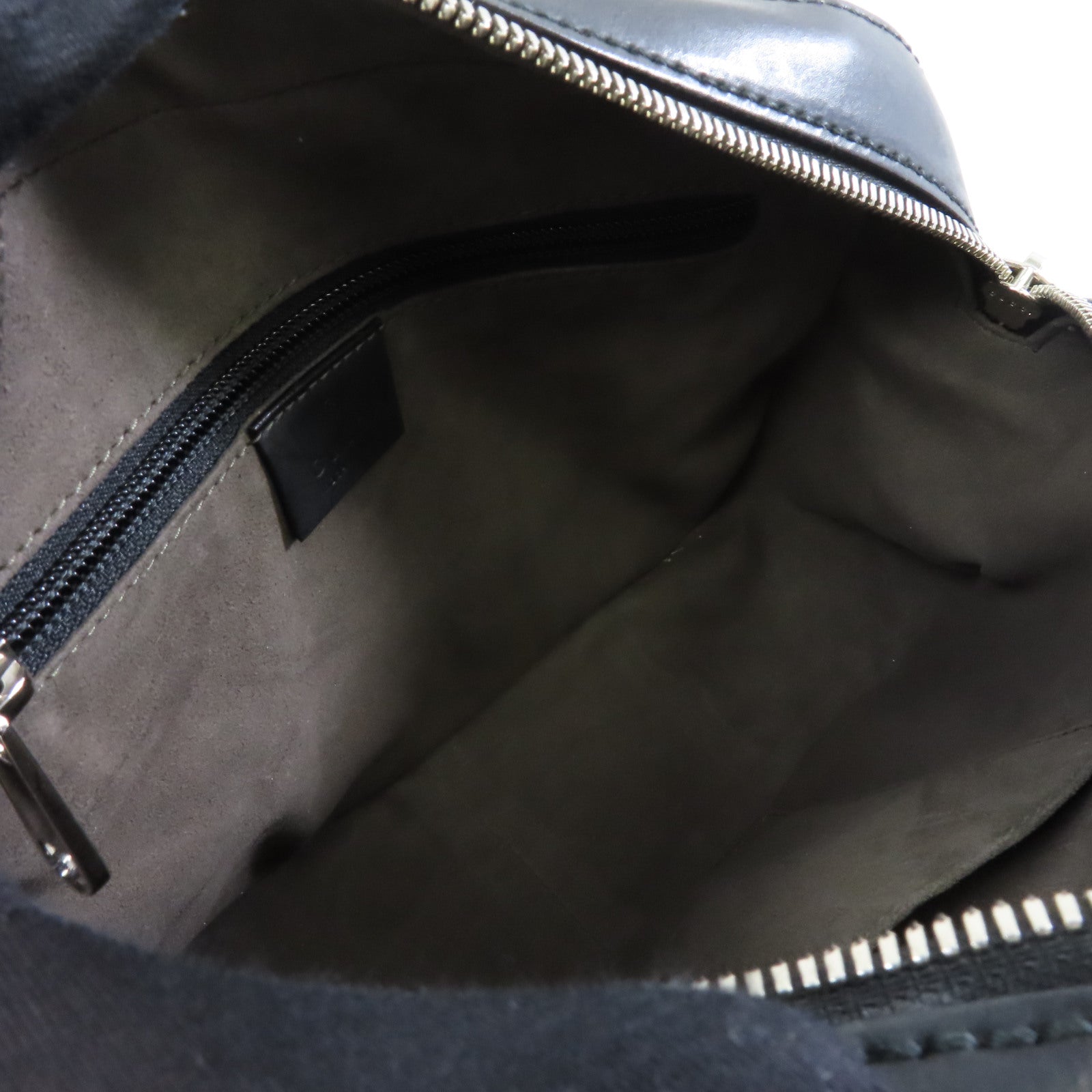 GUCCI 牛皮皮革/塗層帆布銀扣肩背袋黑色