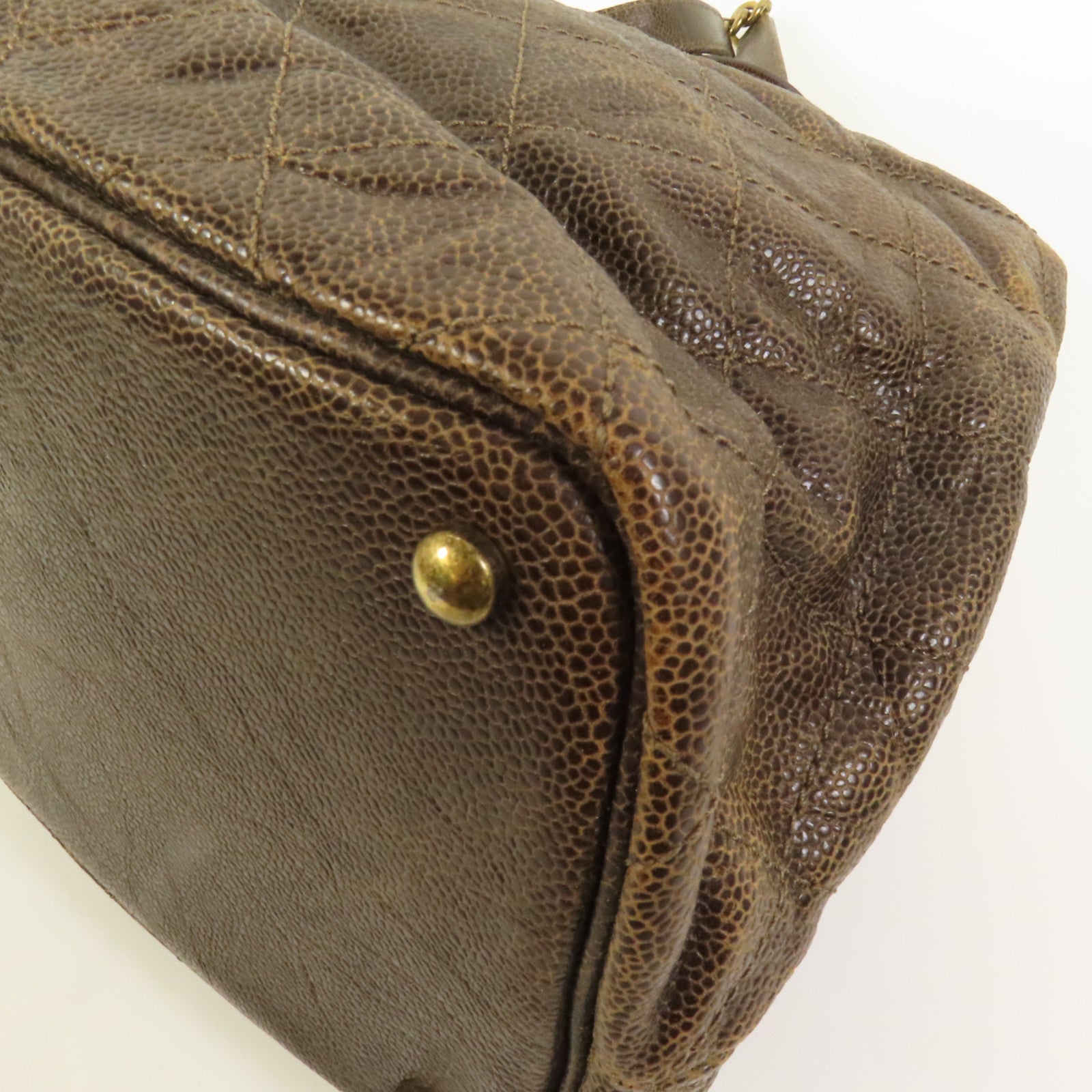 CHANEL 牛皮皮革Shoulder Bag金扣手挽肩背兩用袋