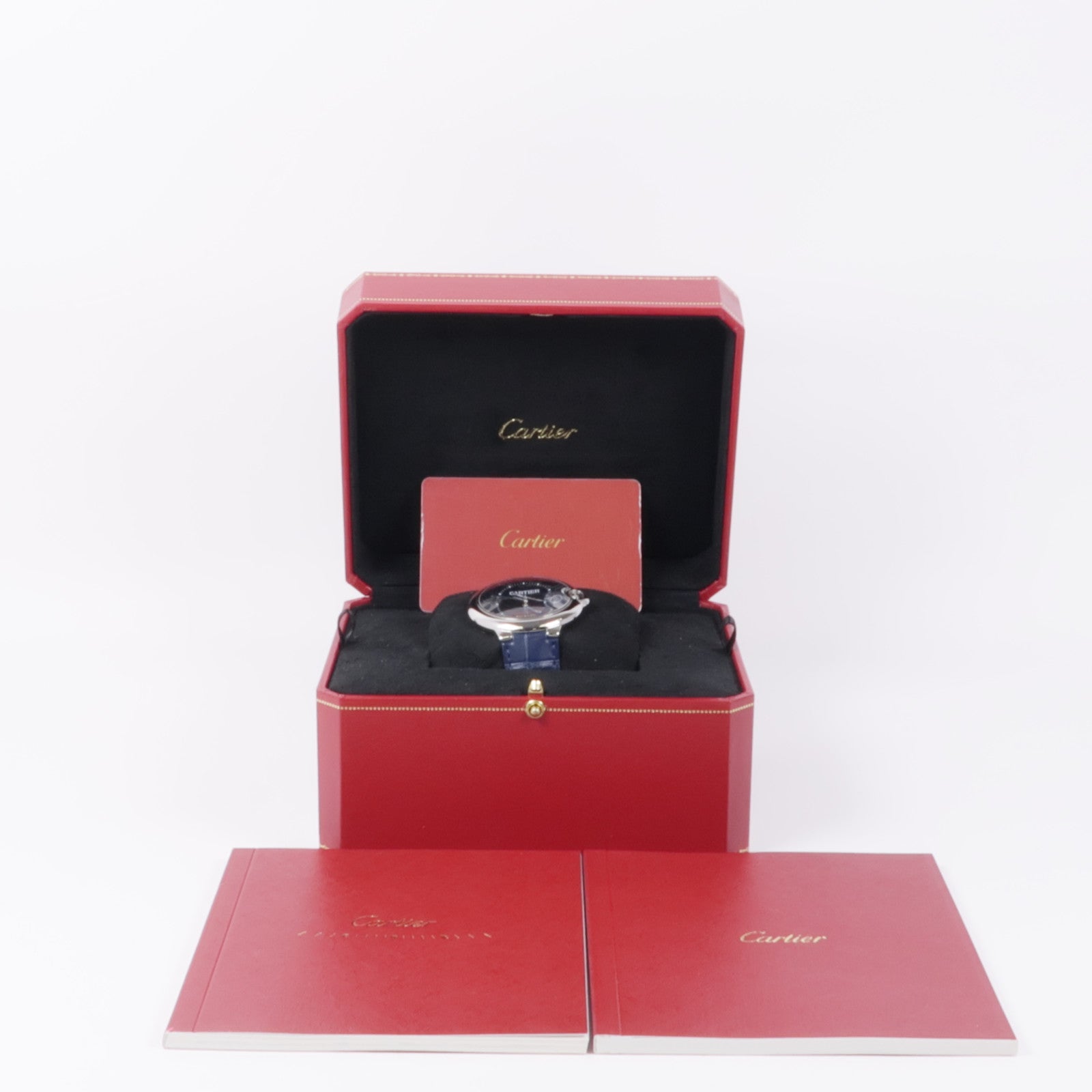 CARTIER Ballon Blue不鏽鋼/皮革/手錶自動機芯