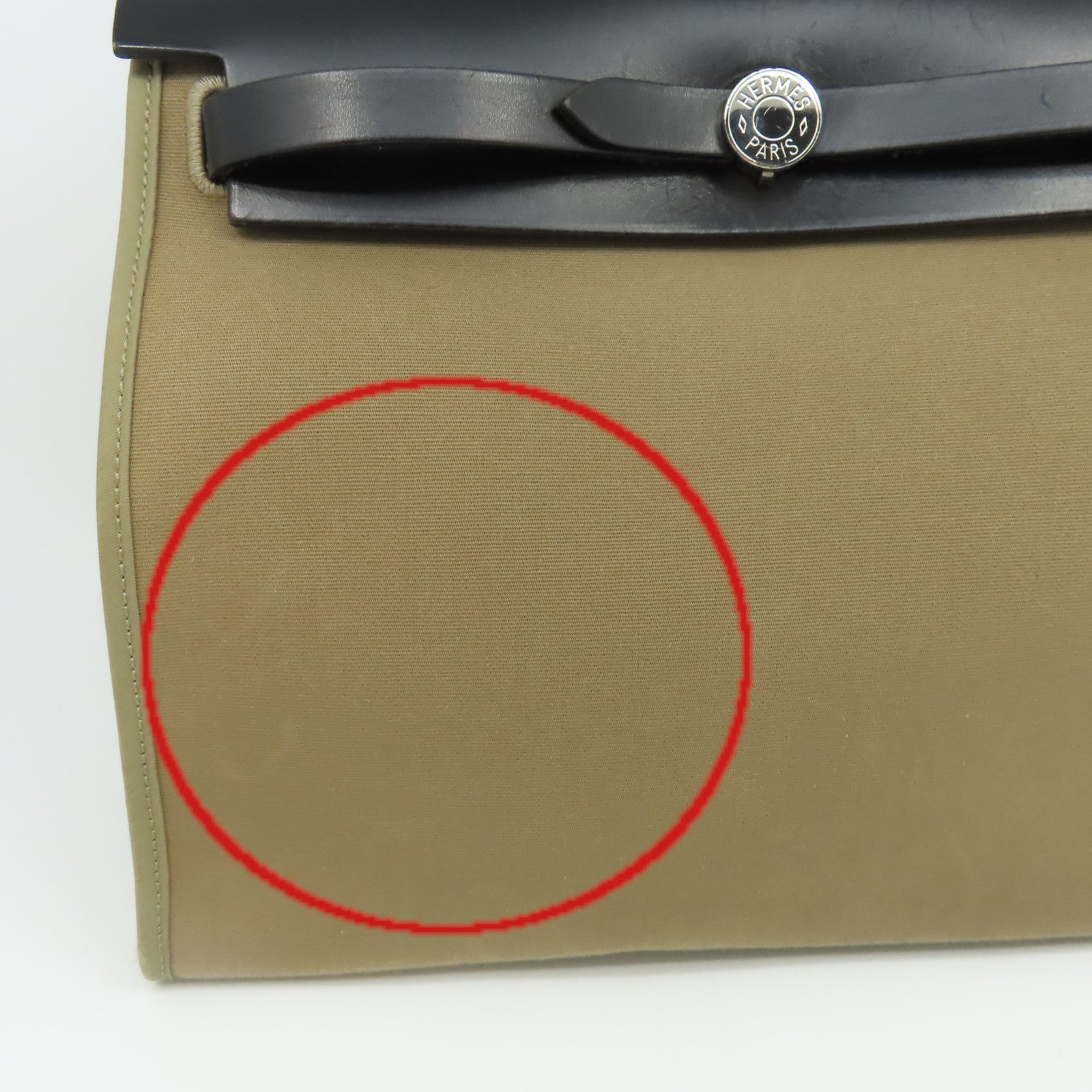 HERMES 帆布Herbag PM 2Way Shoulder Bag銀扣手挽肩背兩用袋Etoupe大象灰
