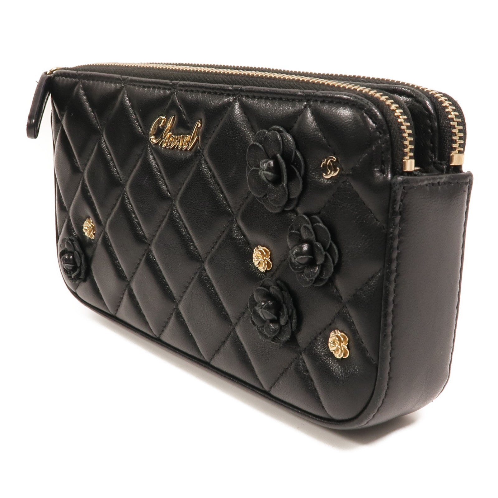 CHANEL 羊皮皮革CC Mark Matelasse Bag金扣鏈帶肩背袋