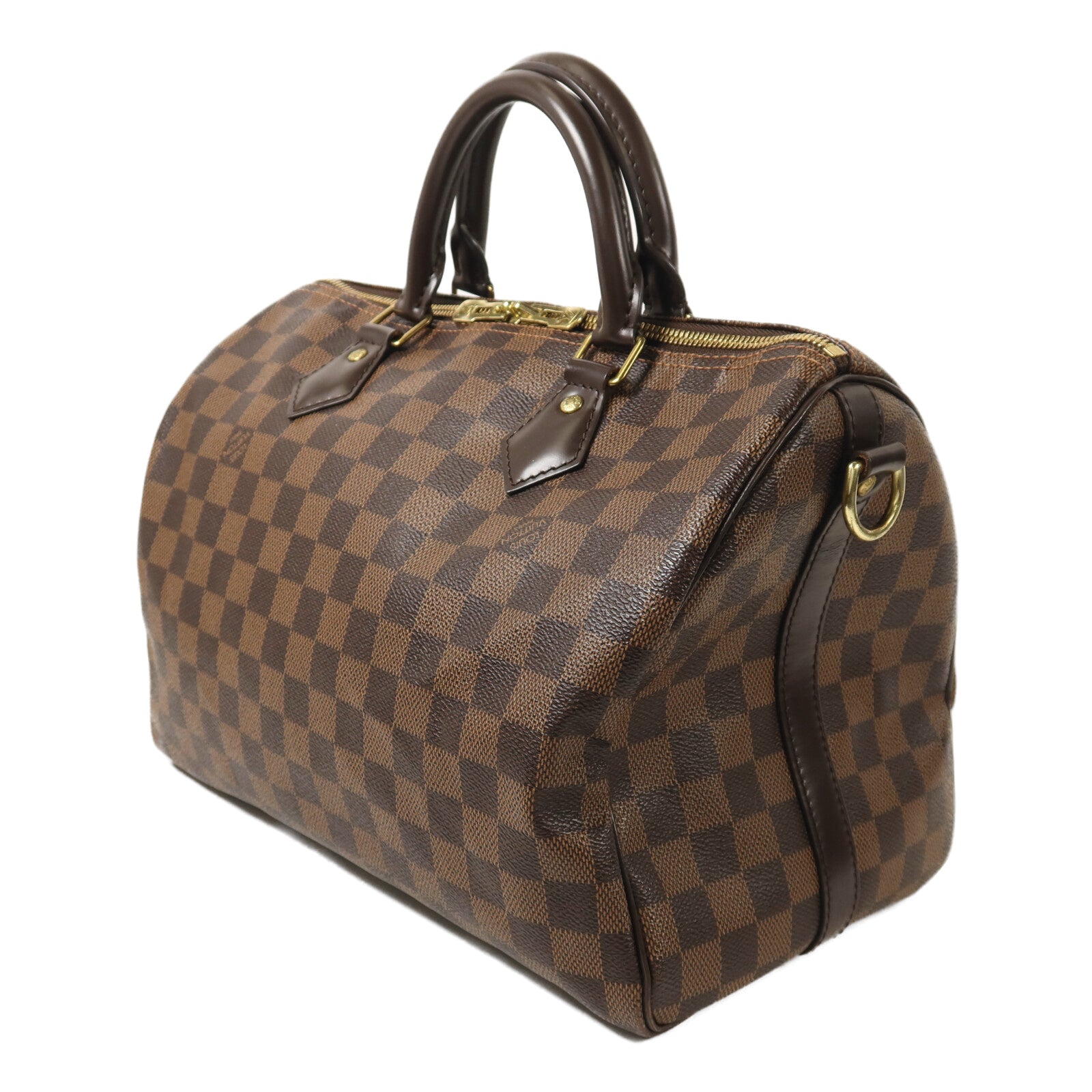 LOUIS VUITTON Damier Speedy Bandouliere 30金扣手挽肩背兩用袋