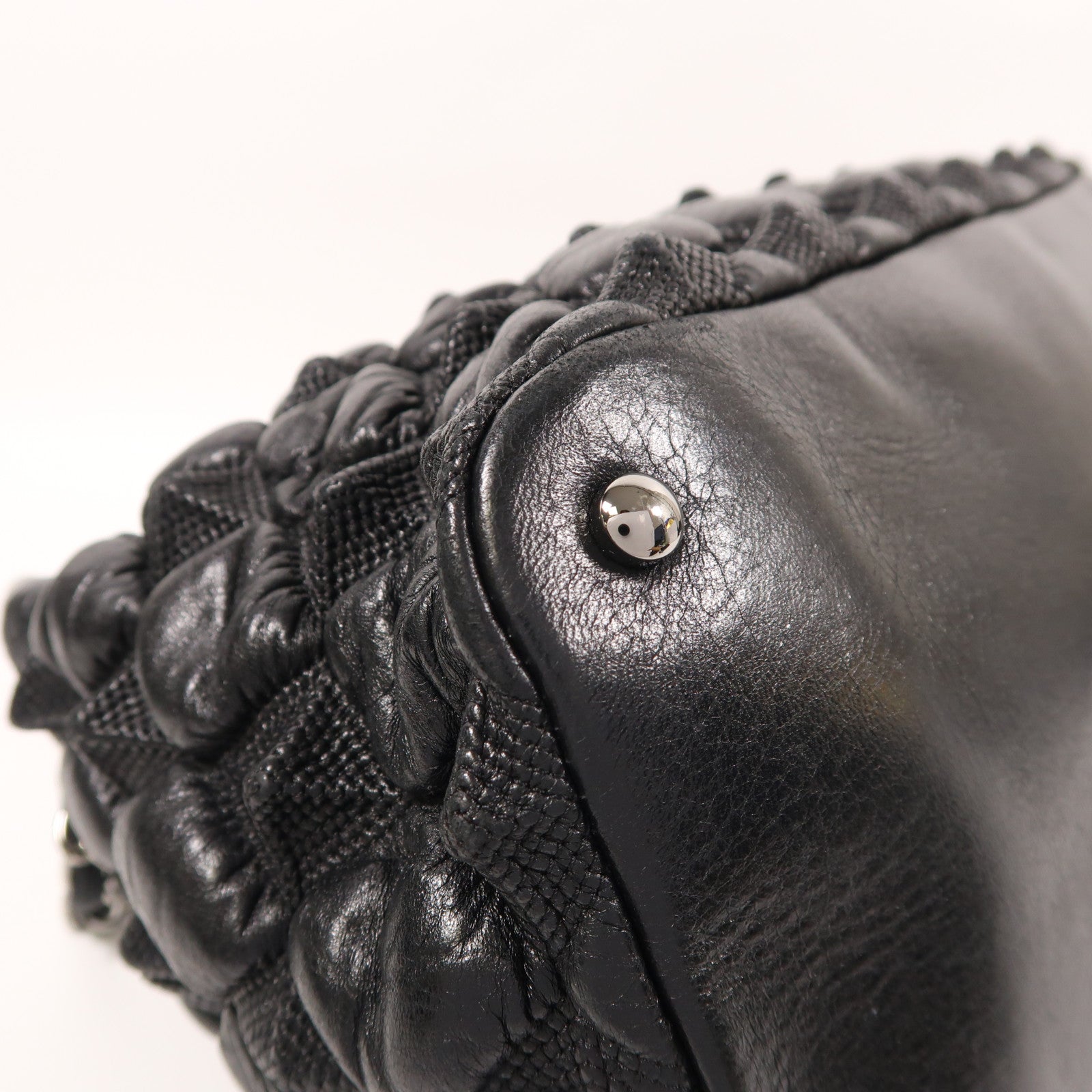 CHANEL 牛皮皮革Chain Shoulder銀扣鏈帶肩背袋