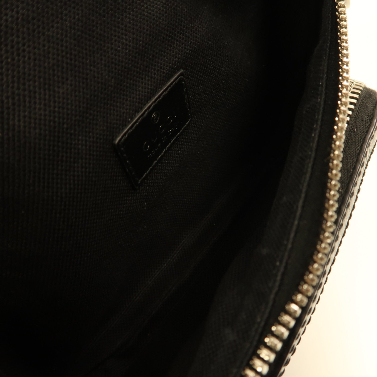 GUCCI 牛皮皮革/塗層帆布GG Retro銀扣腰包黑色