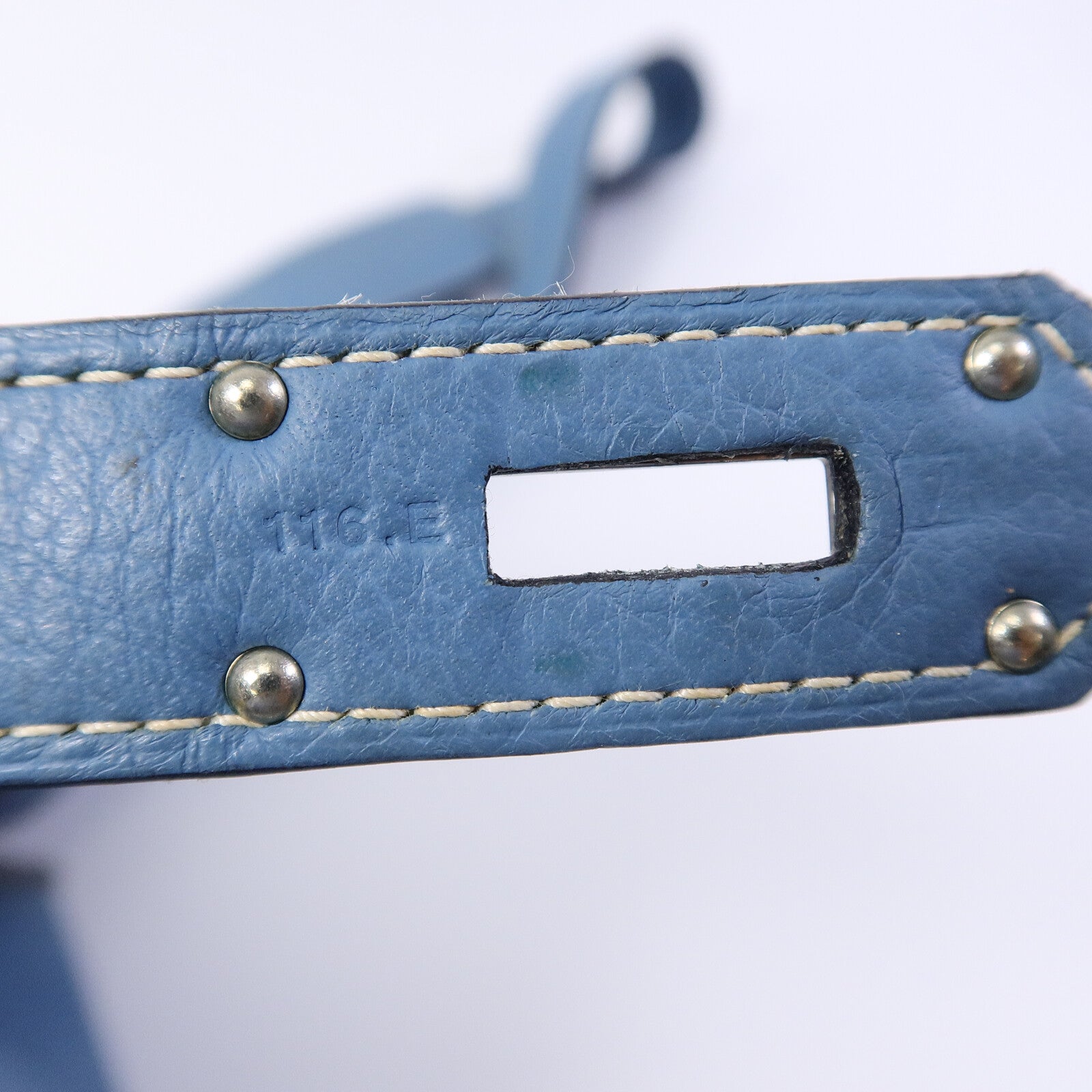 HERMES Clemence皮革Jypsiere 34肩背袋Bleu Jean