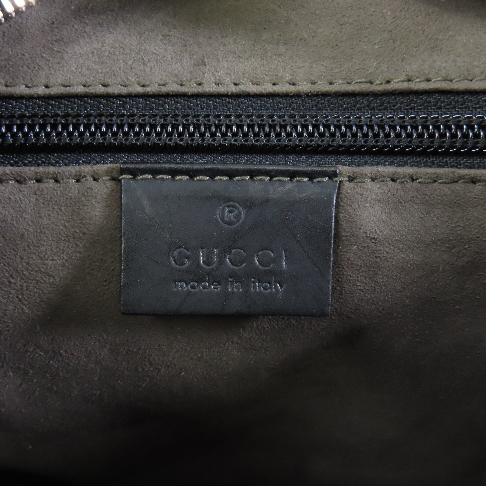 GUCCI 牛皮皮革/塗層帆布銀扣肩背袋黑色