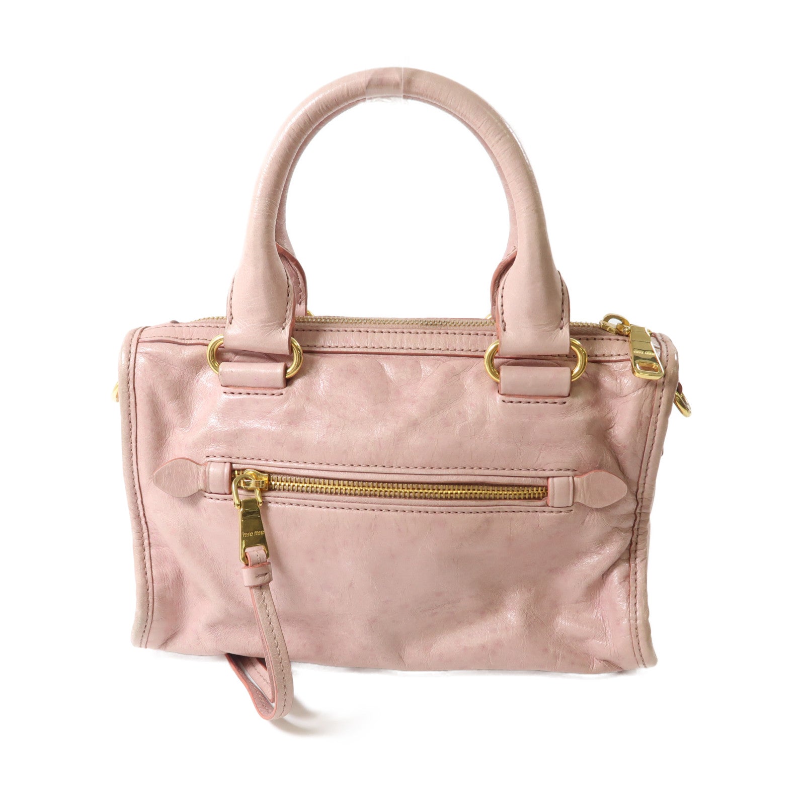Miu Miu 牛皮皮革2 Way Shoulder金扣手挽肩背兩用袋粉紅色