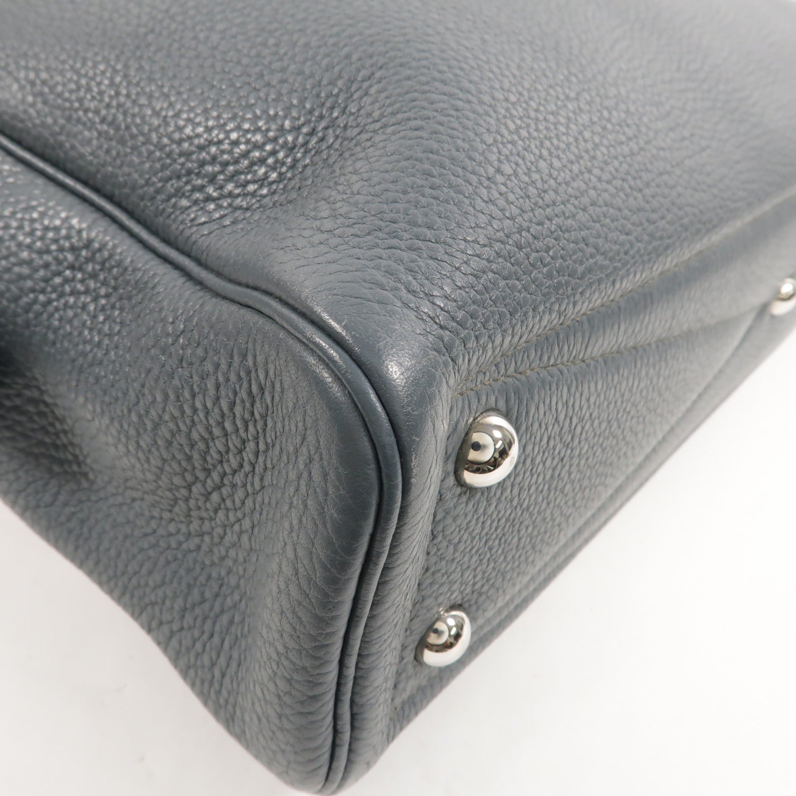HERMES Clemence皮革Victoria II 12H手挽袋Bleu Orage
