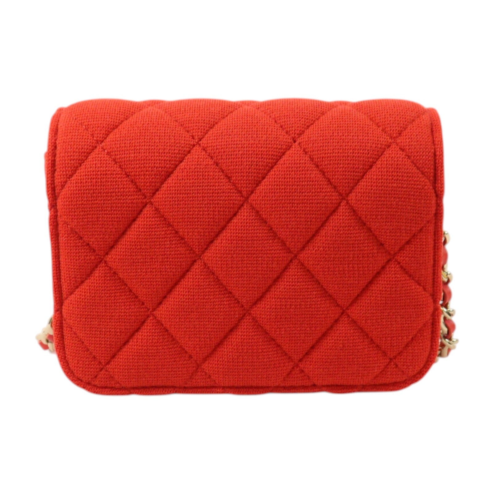 CHANEL 棉質Mini Flap Clutch With Chain金扣鏈帶肩背袋