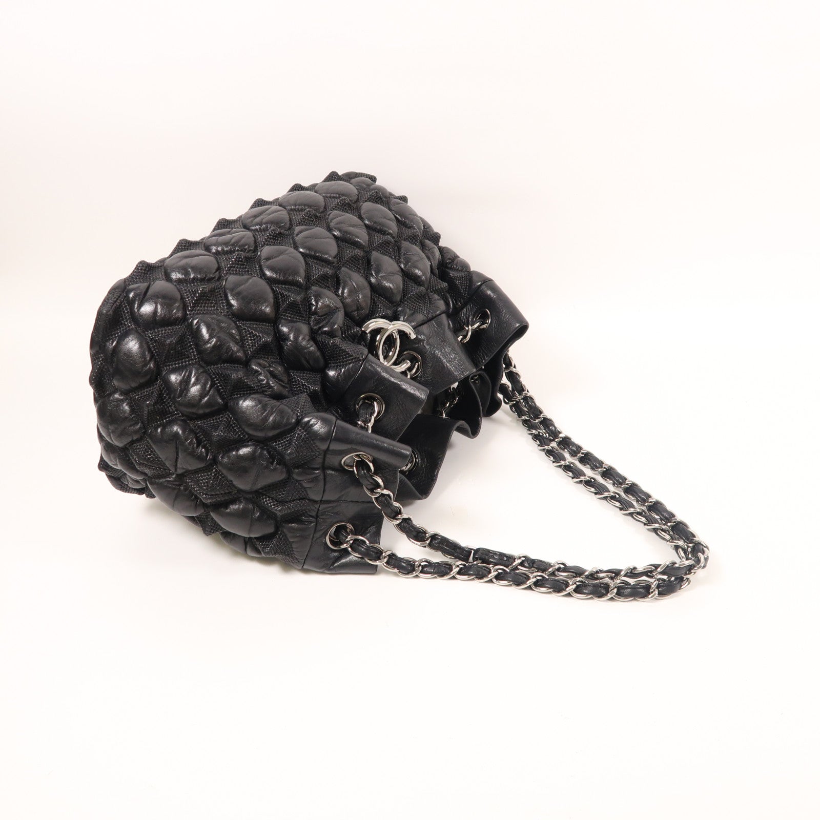 CHANEL 牛皮皮革Chain Shoulder銀扣鏈帶肩背袋