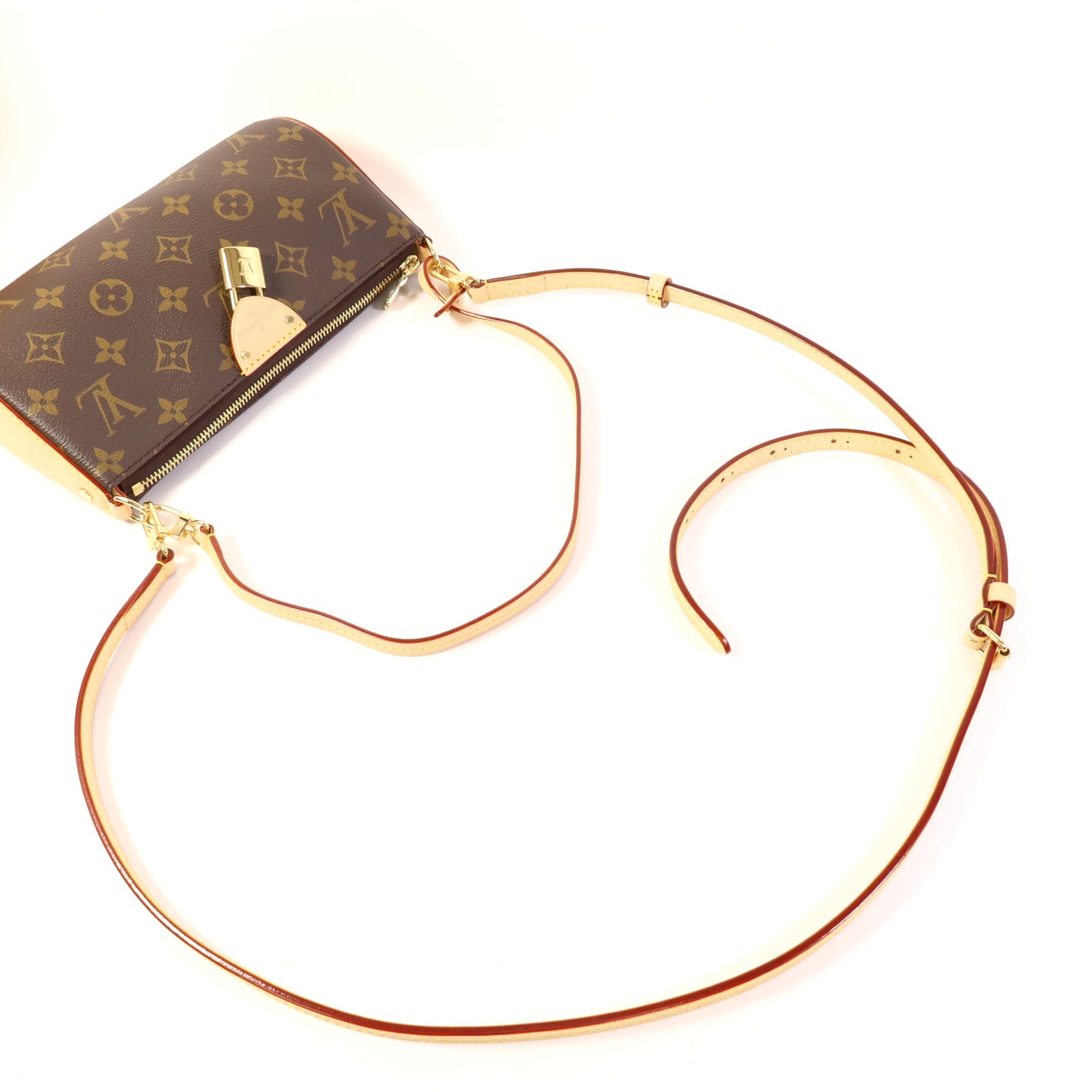 LOUIS VUITTON Monogram Pochette Tirette金扣手挽肩背兩用袋