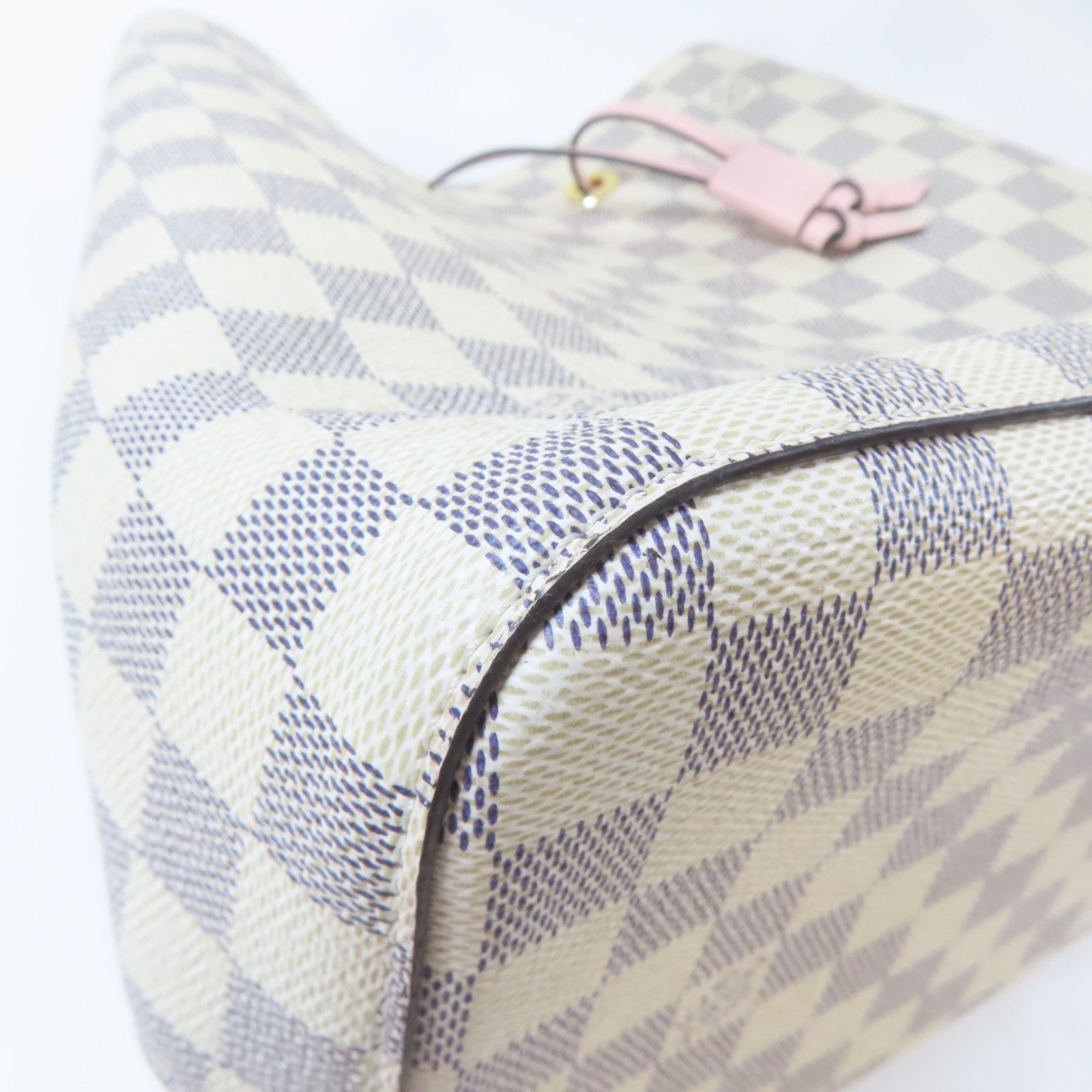 LOUIS VUITTON 【激減優惠】Damier Azur Neo Noe MM金扣肩背袋白色/粉紅色