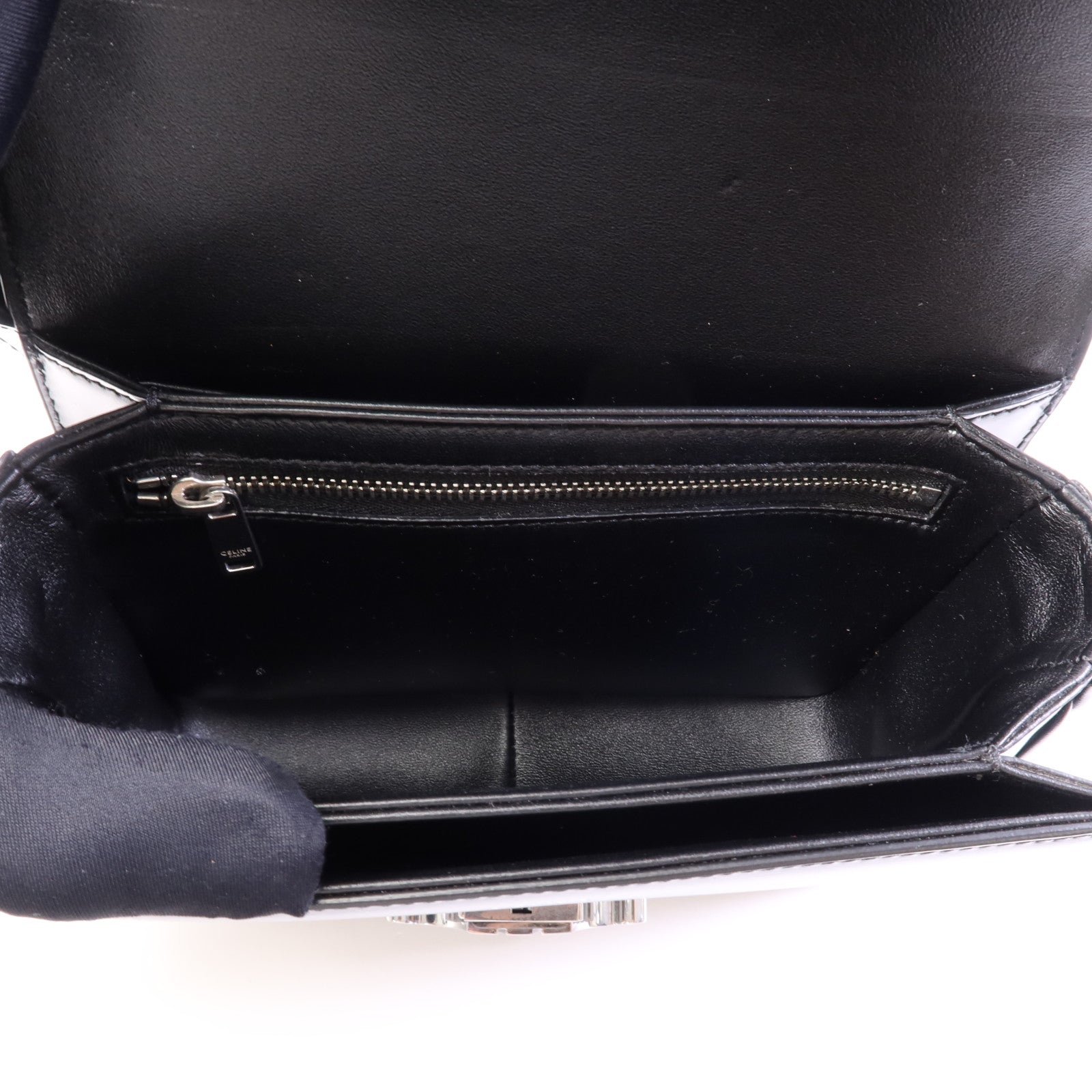 CELINE 牛皮皮革Teen Troimphe銀扣肩背袋