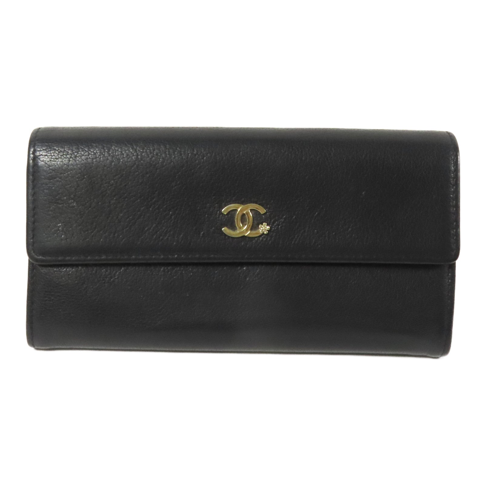 CHANEL 牛皮皮革Long Wallet金扣長錢包