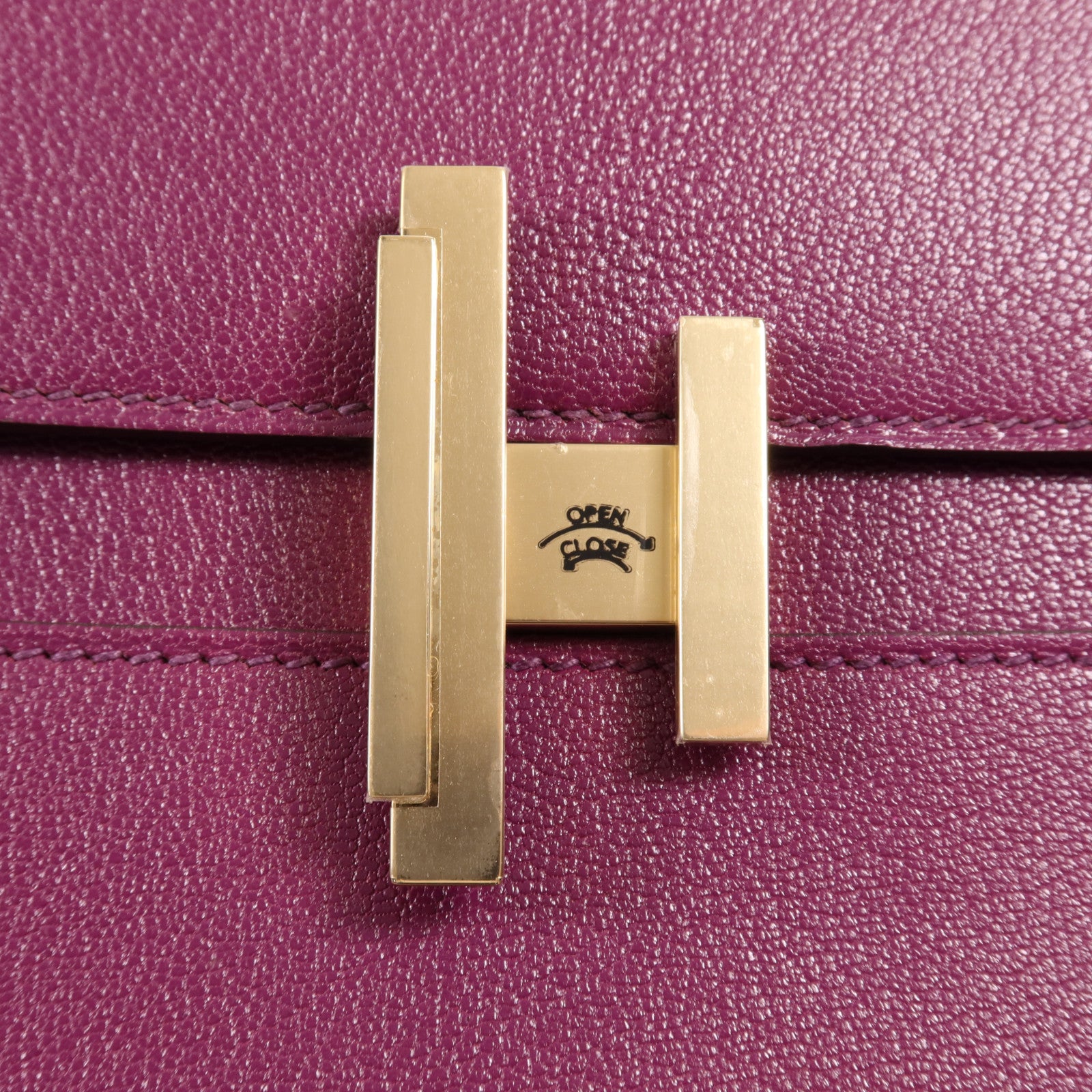 HERMES Chevre皮革Cinhetic Box銀扣手挽肩背兩用袋Anemone