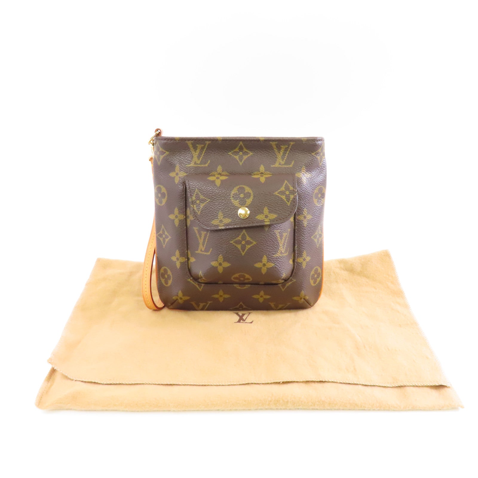 LOUIS VUITTON Monogram Partition金扣手拿包啡色