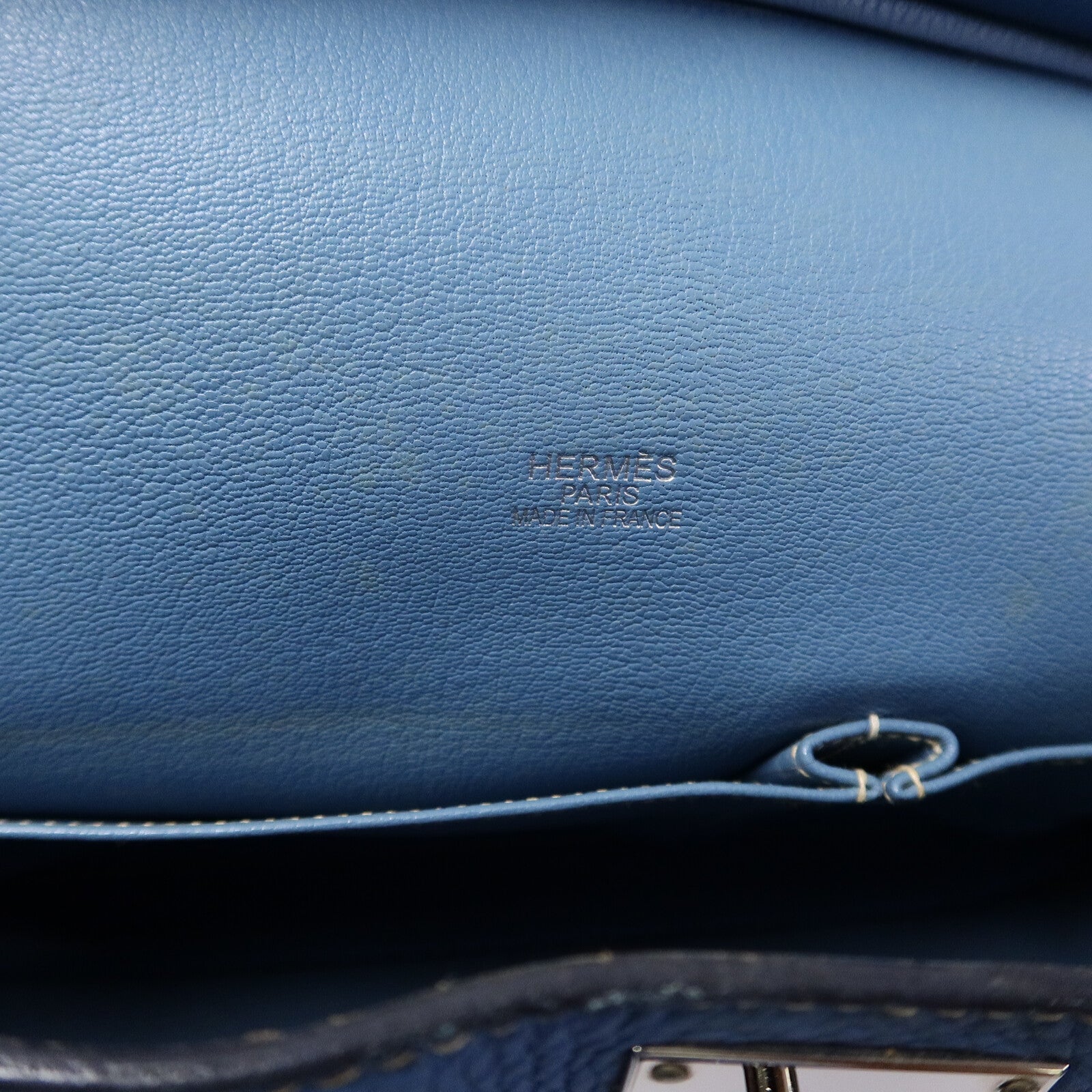HERMES Clemence皮革Jypsiere 34肩背袋Bleu Jean