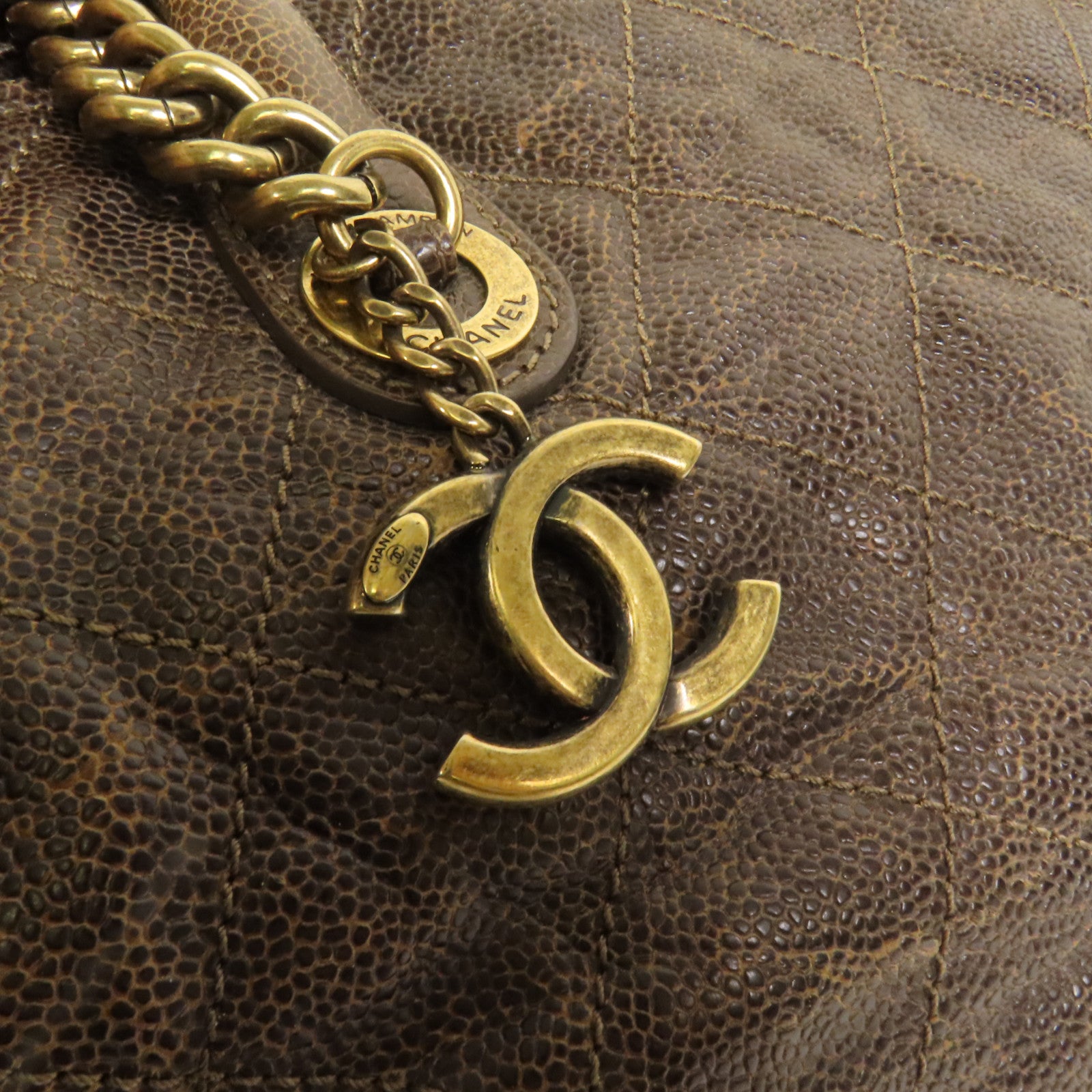 CHANEL 牛皮皮革Shoulder Bag金扣手挽肩背兩用袋