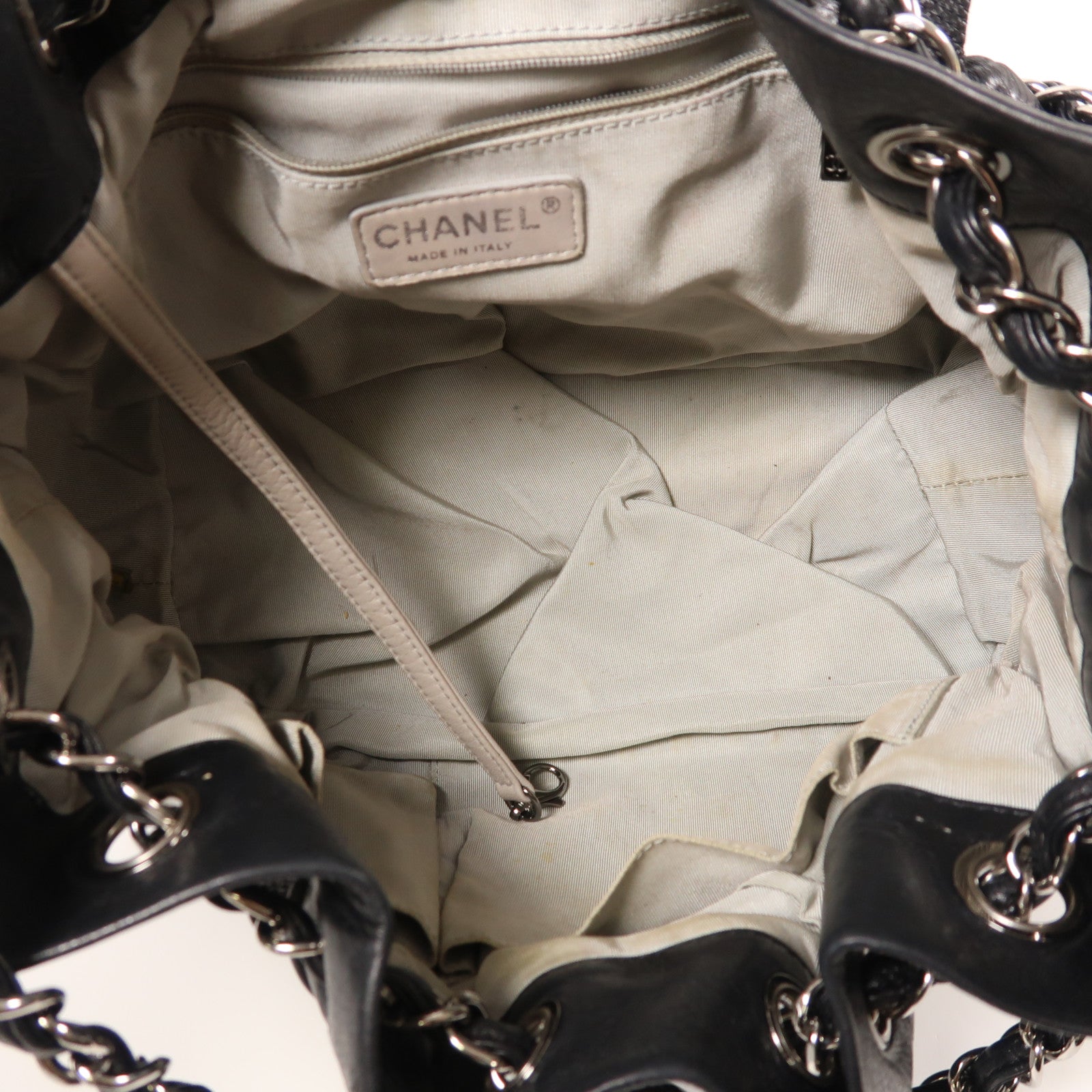 CHANEL 牛皮皮革Chain Shoulder銀扣鏈帶肩背袋