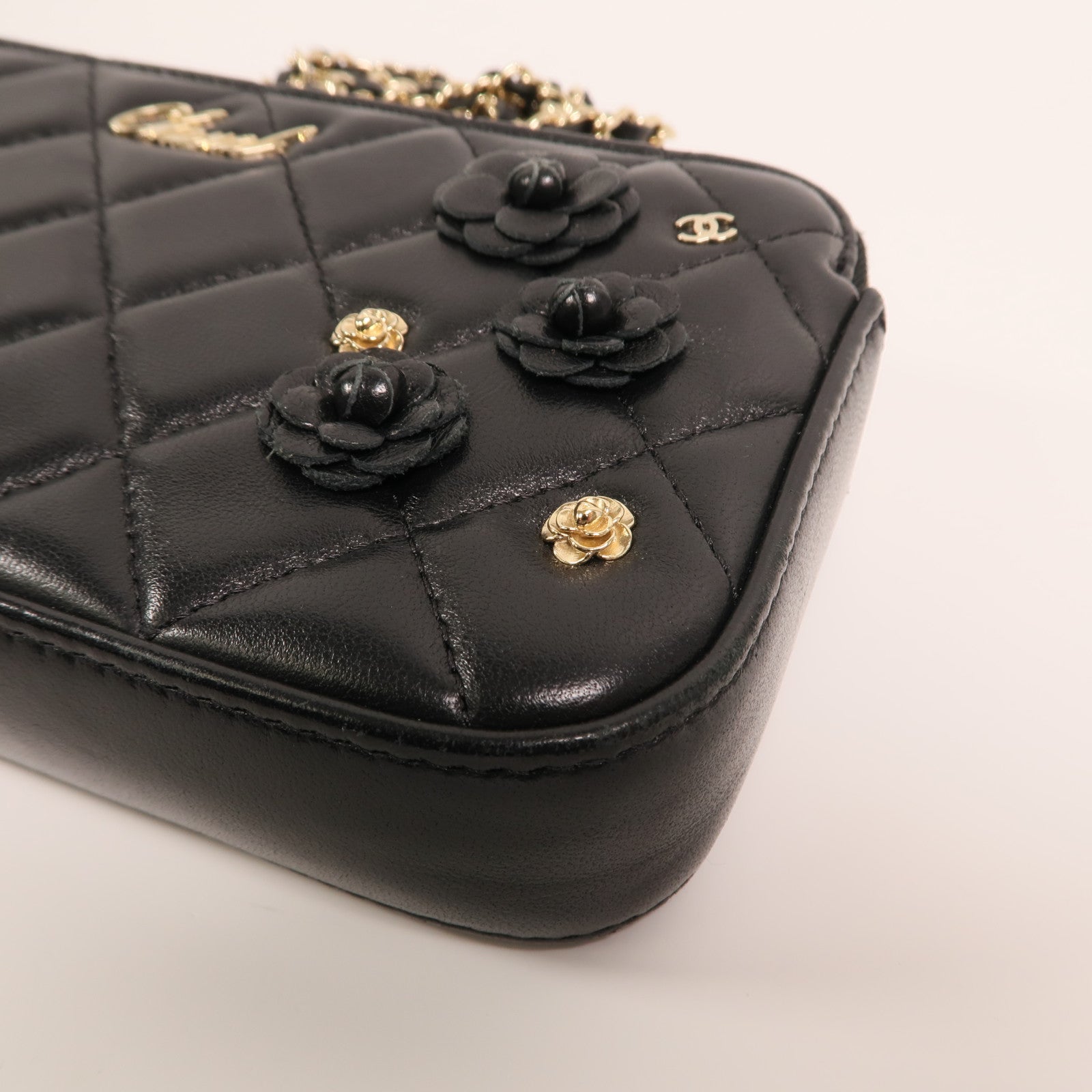 CHANEL 羊皮皮革CC Mark Matelasse Bag金扣鏈帶肩背袋