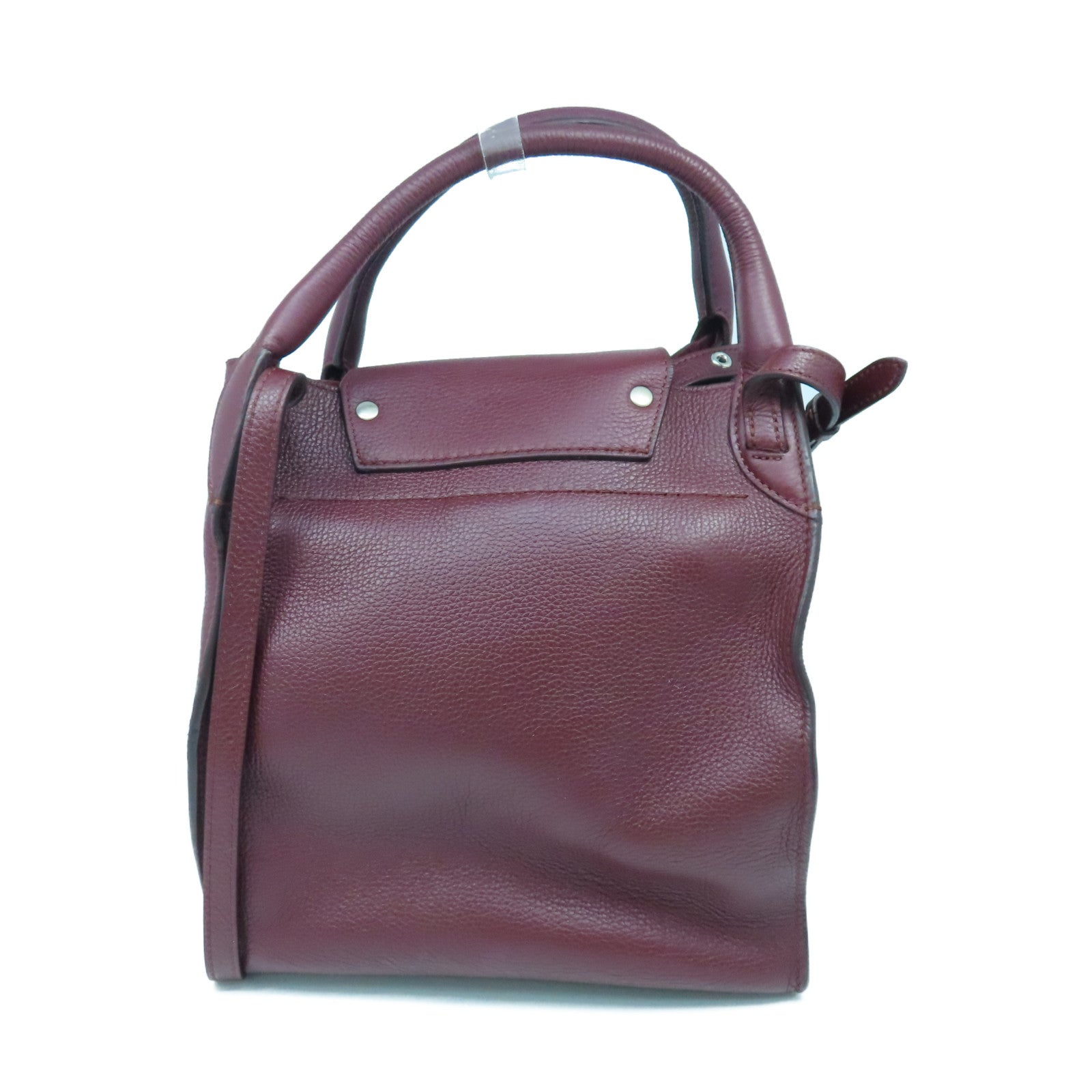 CELINE 【清倉大減價】牛皮皮革2 Way Shoulder銀扣手挽肩背兩用袋酒紅色