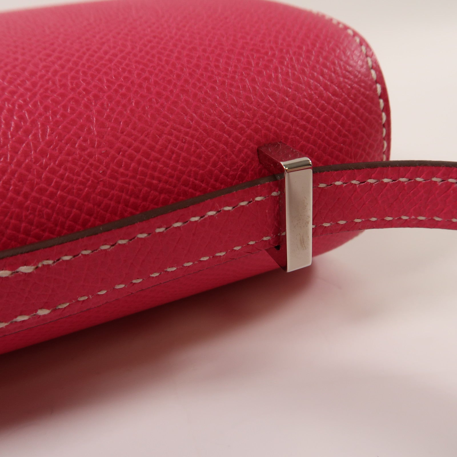 HERMES Epsom皮革Constance Elan銀扣肩背袋Rose Tyrien/粉紅色