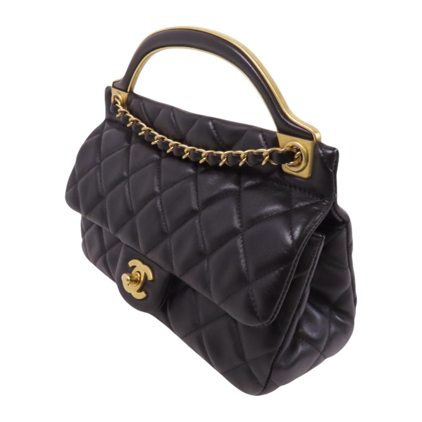 CHANEL 羊皮皮革Lady Handle金扣手挽肩背兩用袋