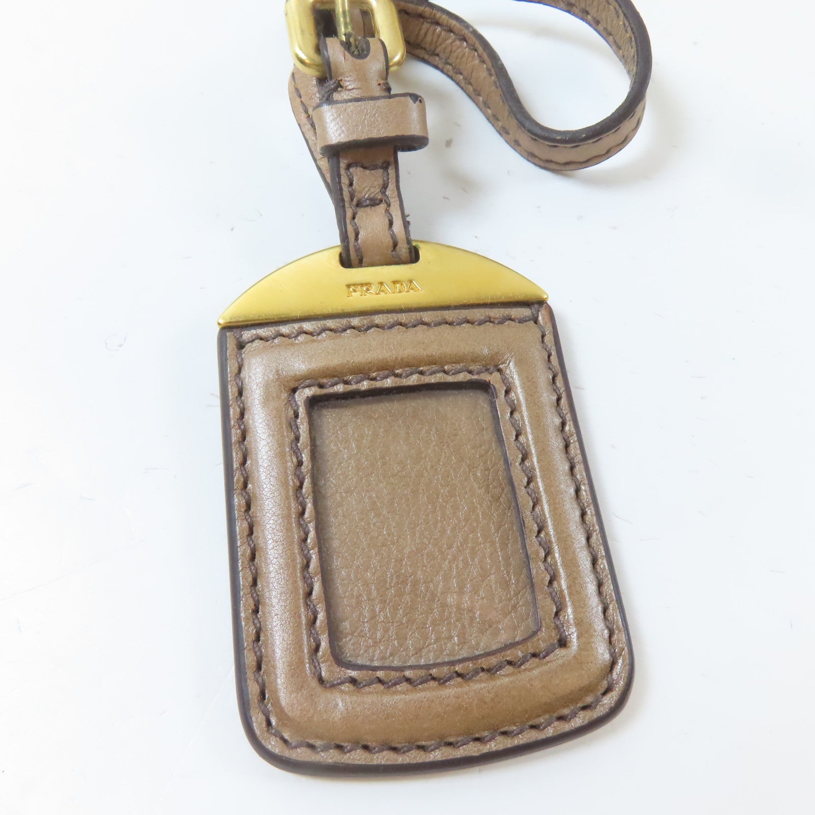 PRADA 牛皮皮革Handbag金扣手挽袋啡色