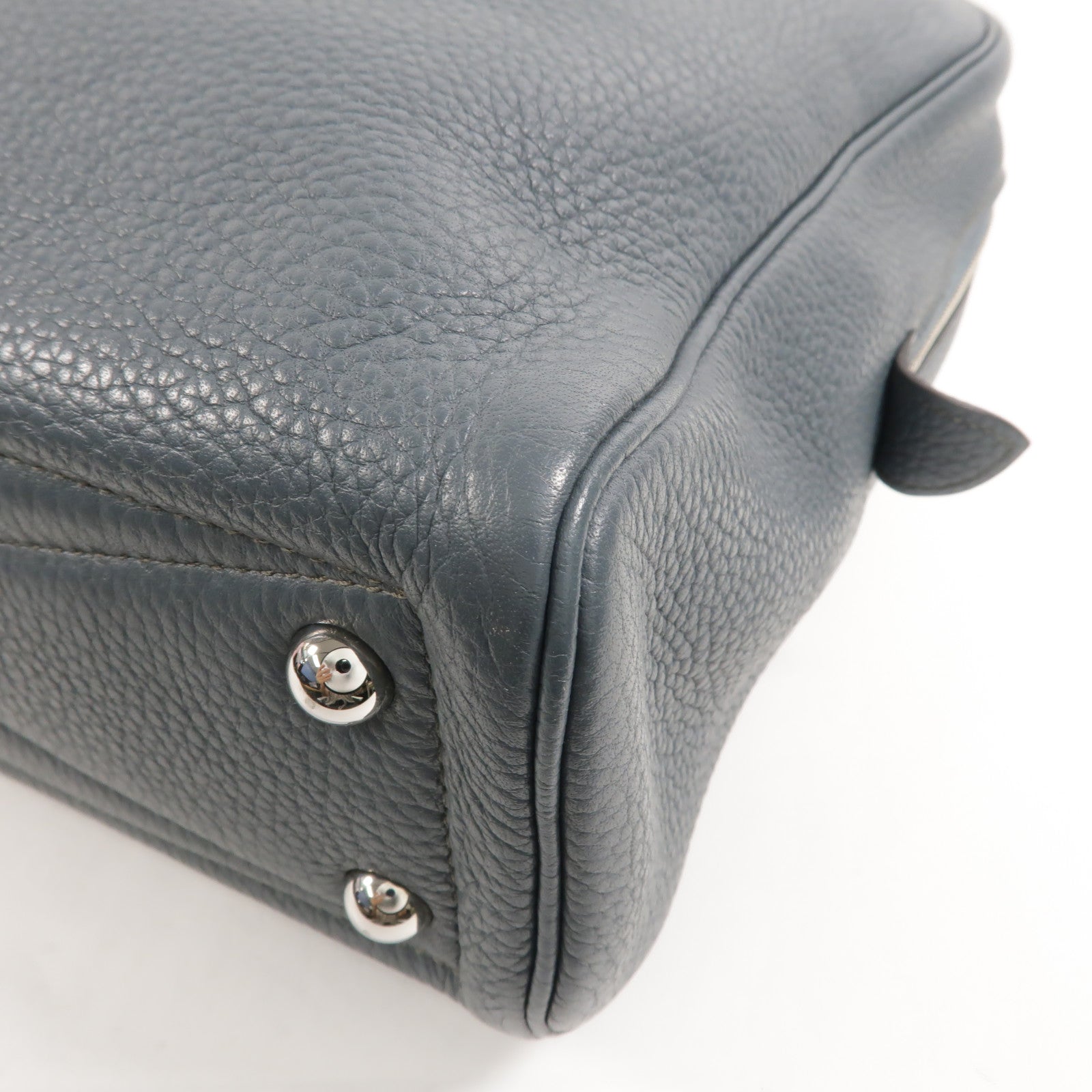 HERMES Clemence皮革Victoria II 12H手挽袋Bleu Orage