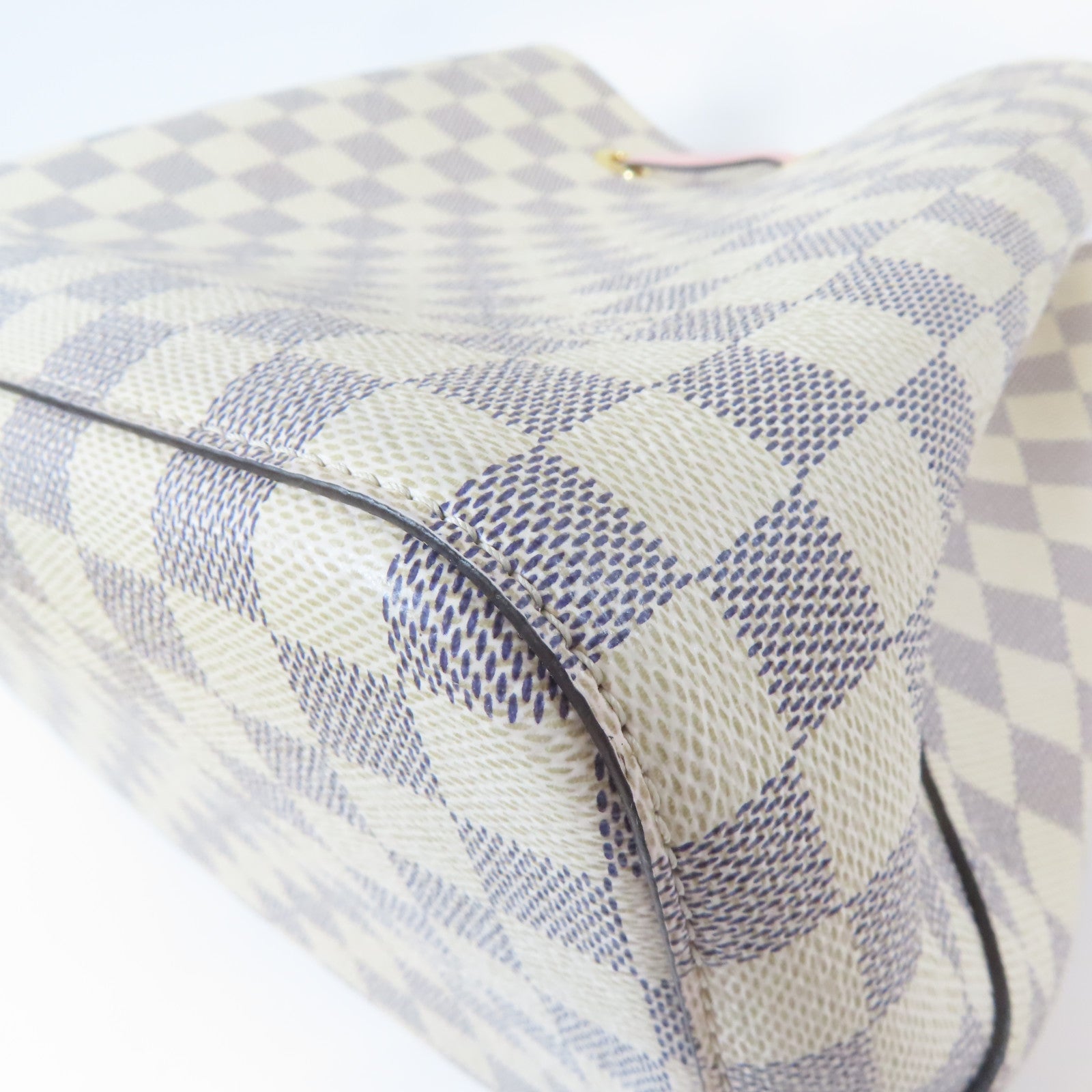 LOUIS VUITTON 【激減優惠】Damier Azur Neo Noe MM金扣肩背袋白色/粉紅色